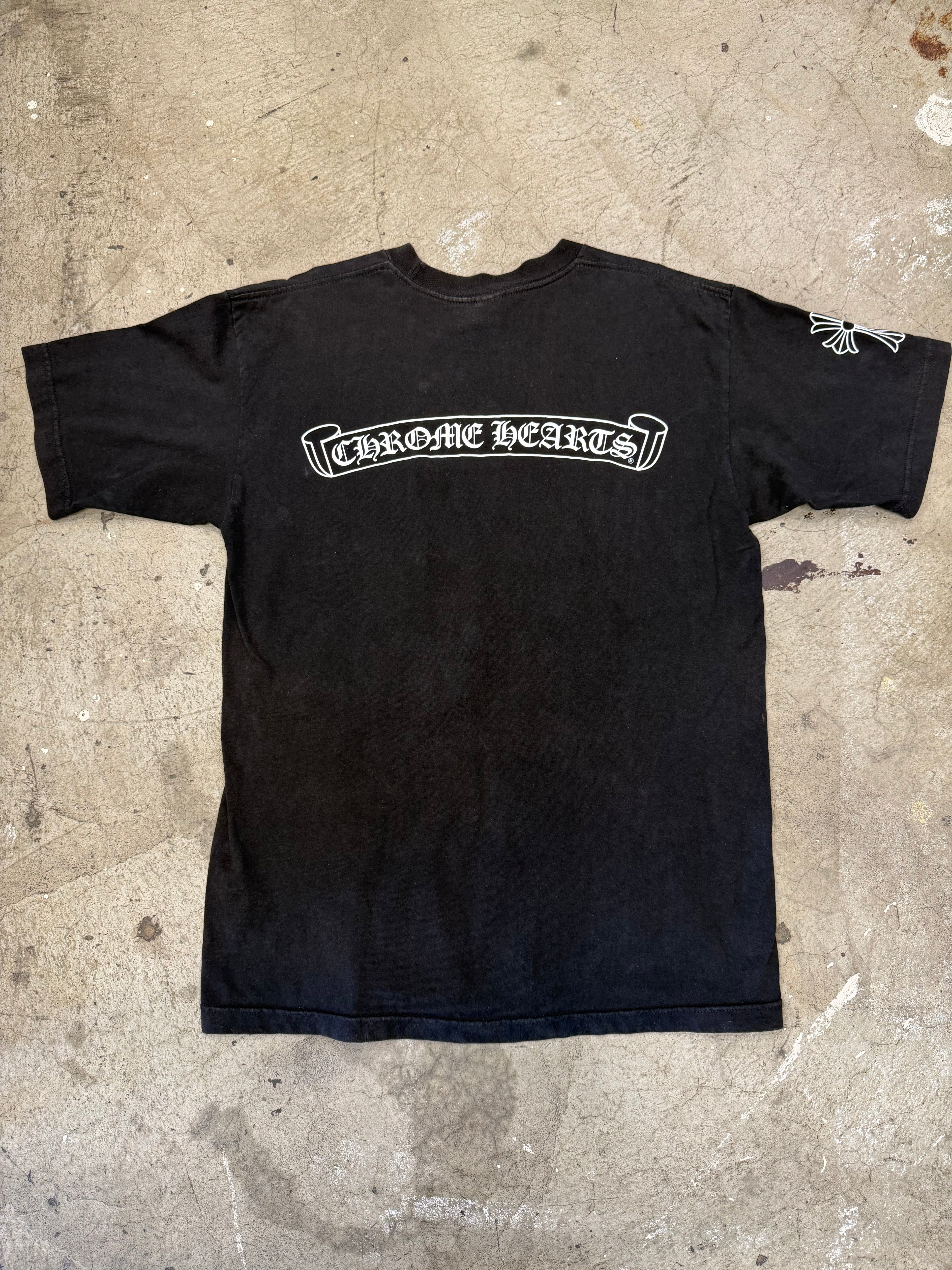 Chrome Hearts Cemetery Cross Scroll CH Black Tshirt Size Large Pre Owned