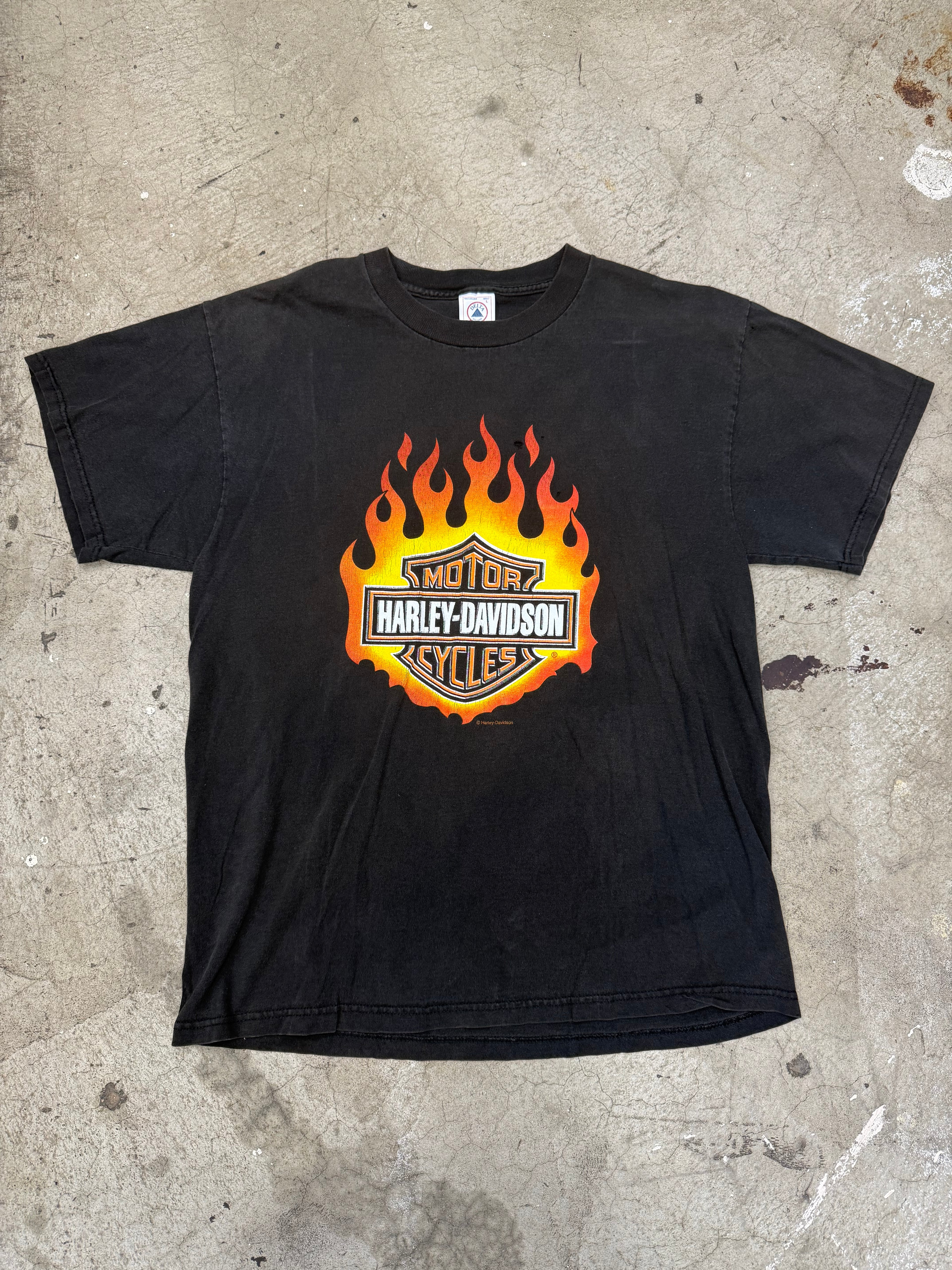 Vintage 90s Harley Flame Logo Tshirt Size Large