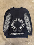 90s Chrome Hearts New York Horseshoe Floral Black Longsleeve Size Medium Pre Owned