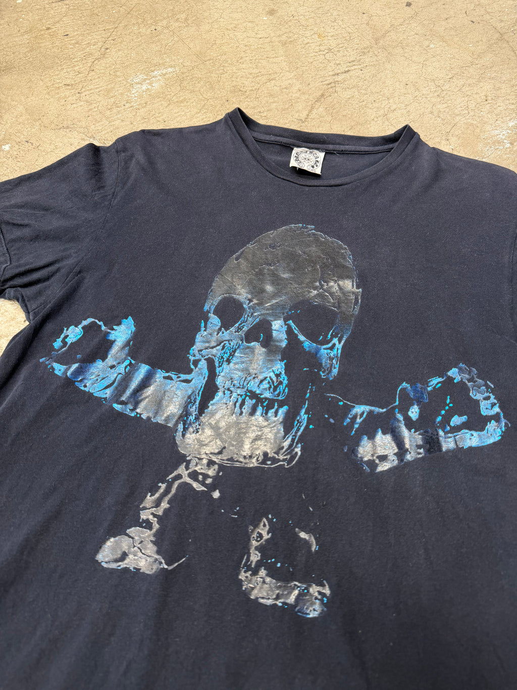 Vintage Chrome Hearts X Joe Foti Blue Foil Harris Teeter Tshirt Size XS Pre Owned