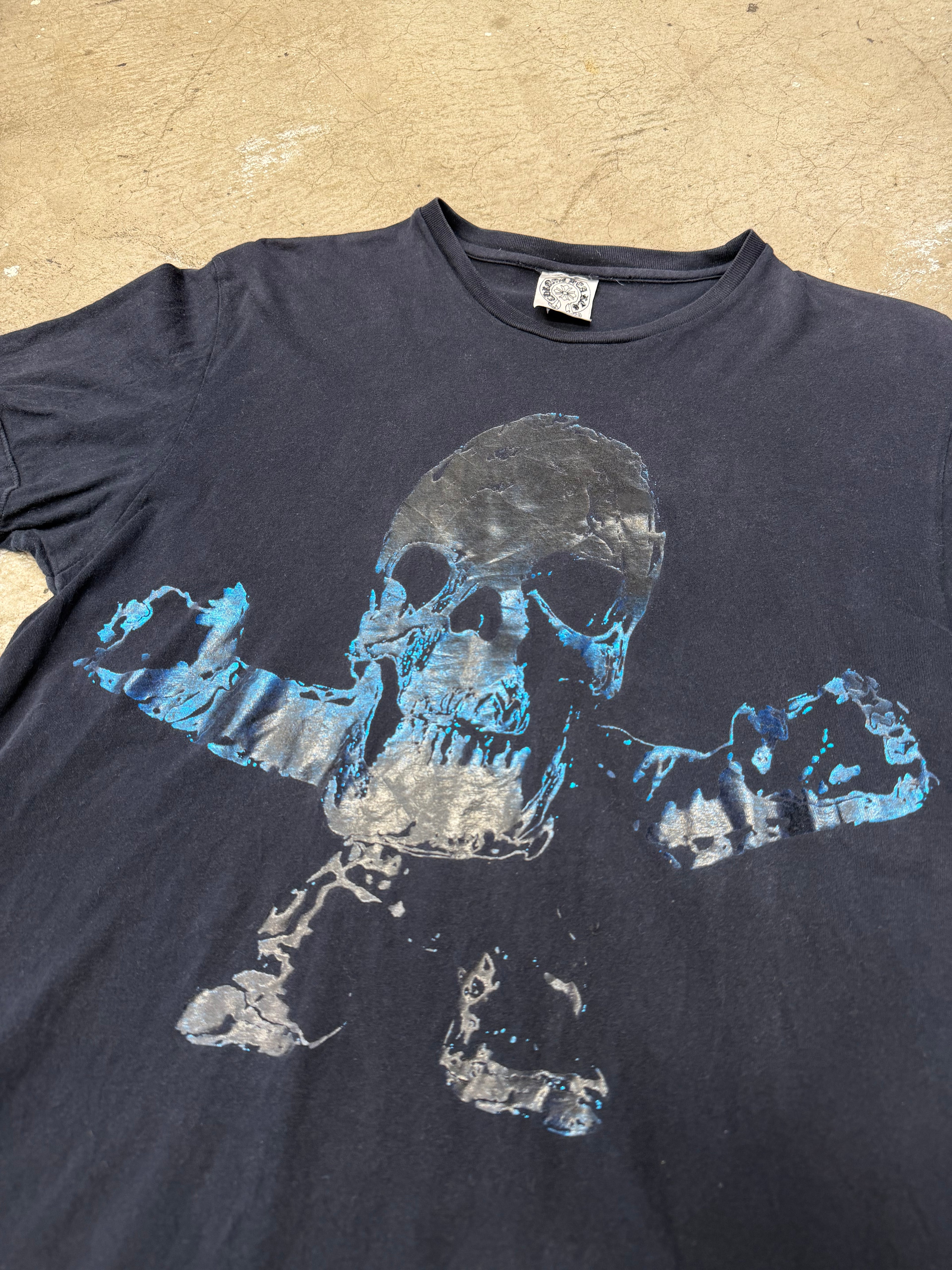 Vintage Chrome Hearts X Joe Foti Blue Foil Harris Teeter Tshirt Size XS Pre Owned