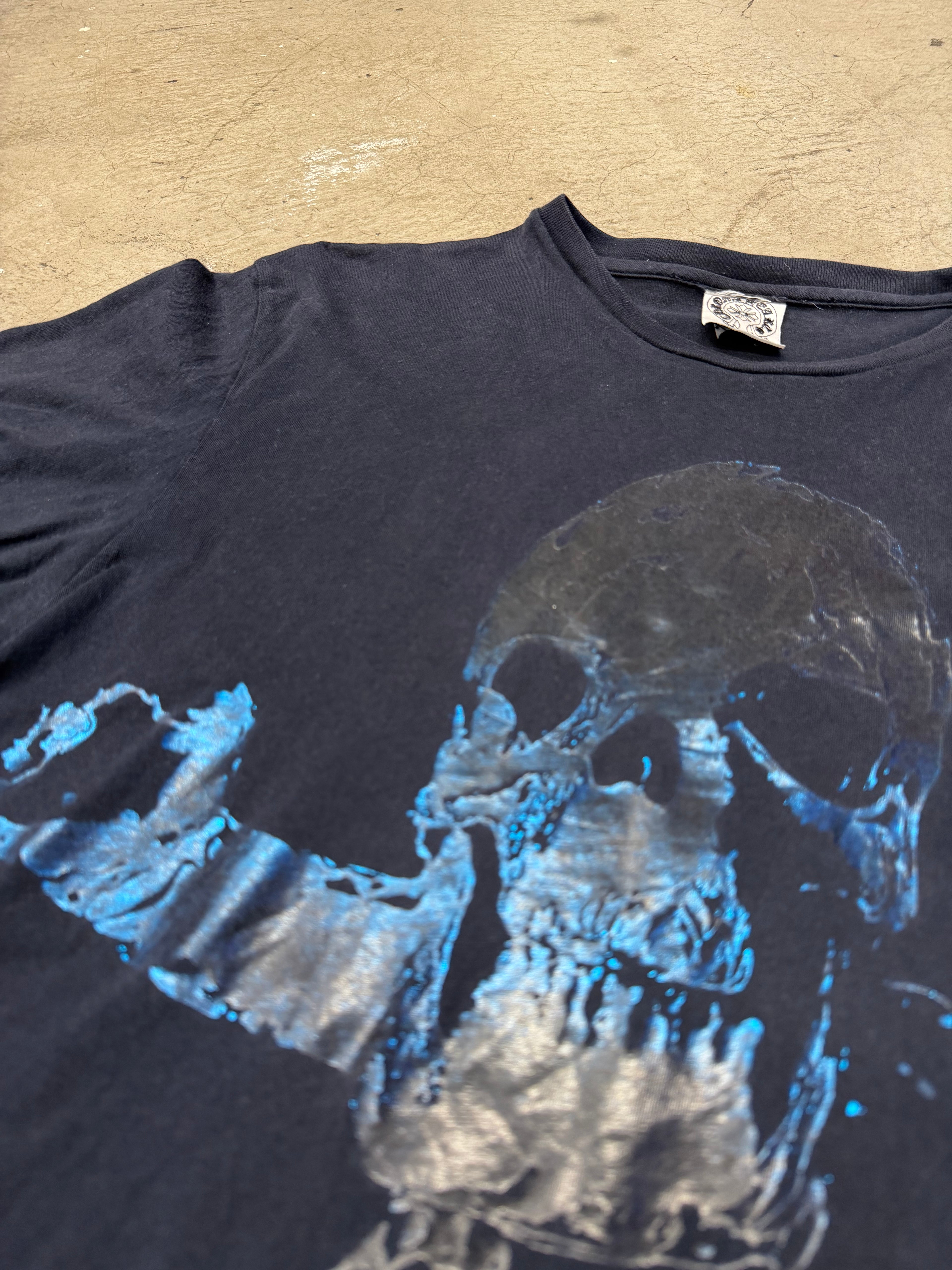 Vintage Chrome Hearts X Joe Foti Blue Foil Harris Teeter Tshirt Size XS Pre Owned