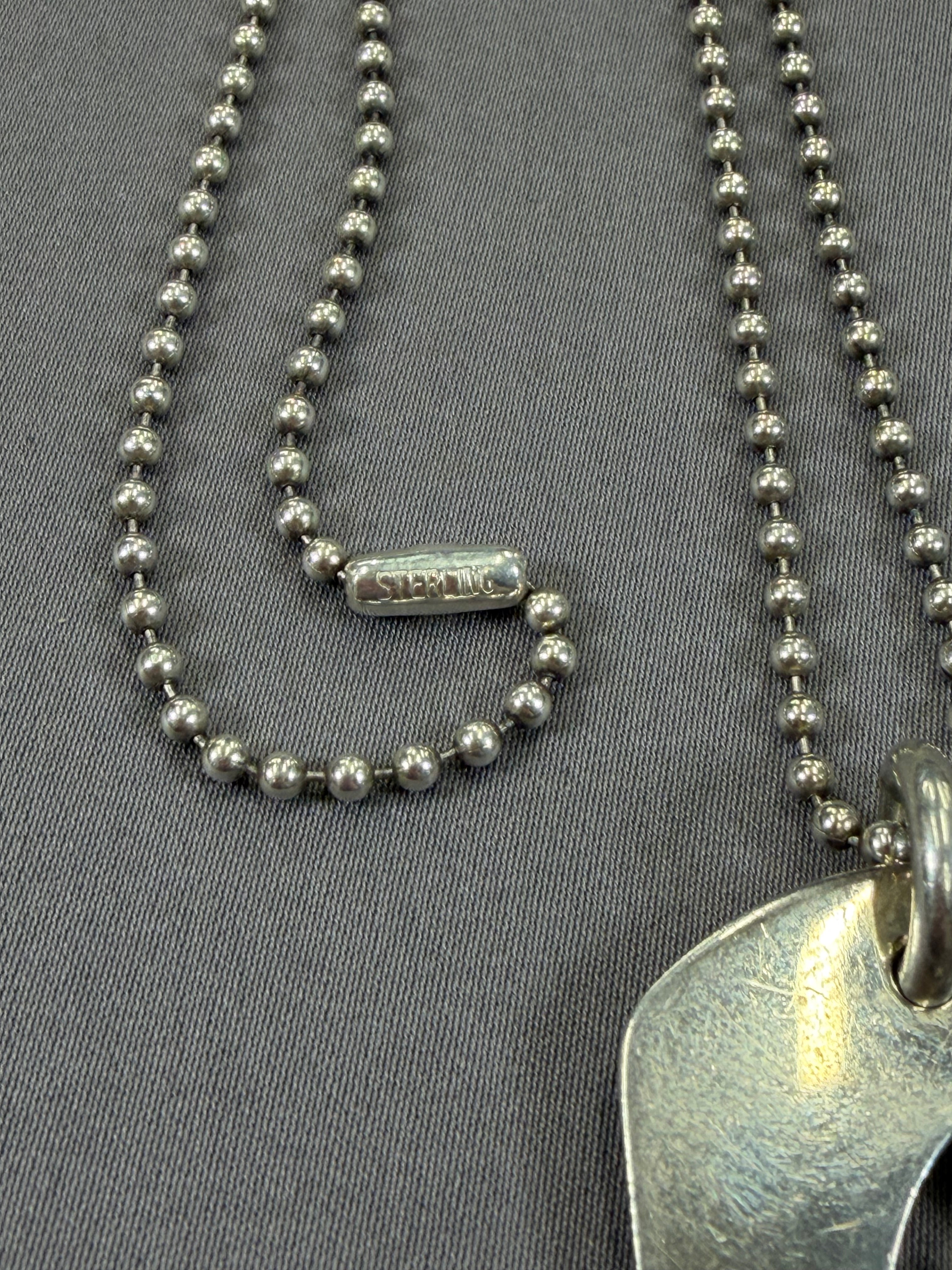 Chrome Hearts Fleur-De-Lis Dog Tag Necklace & Ball Chain 24inch