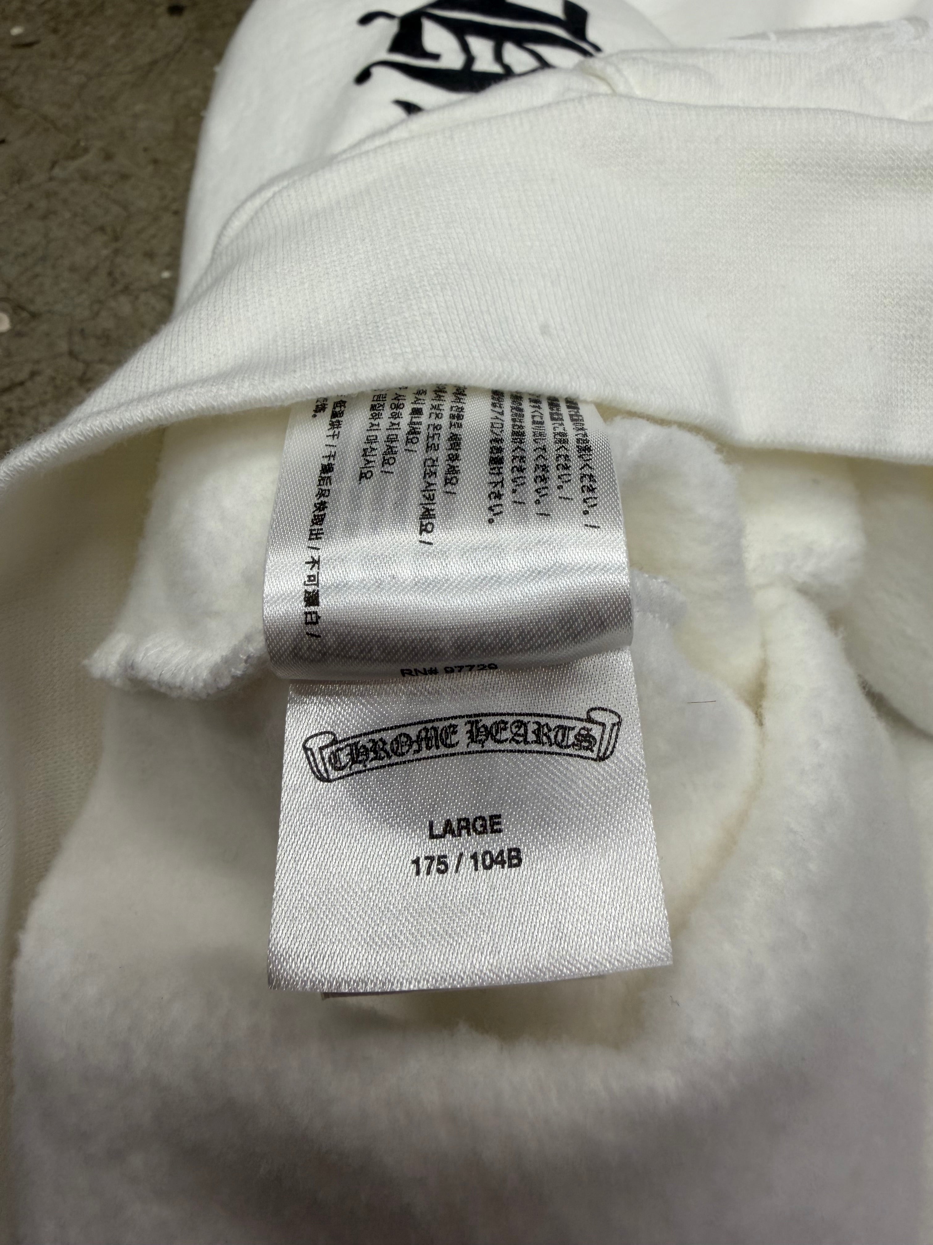 Chrome Hearts White Vertical Logo Hoodie Size Large Pre Owned