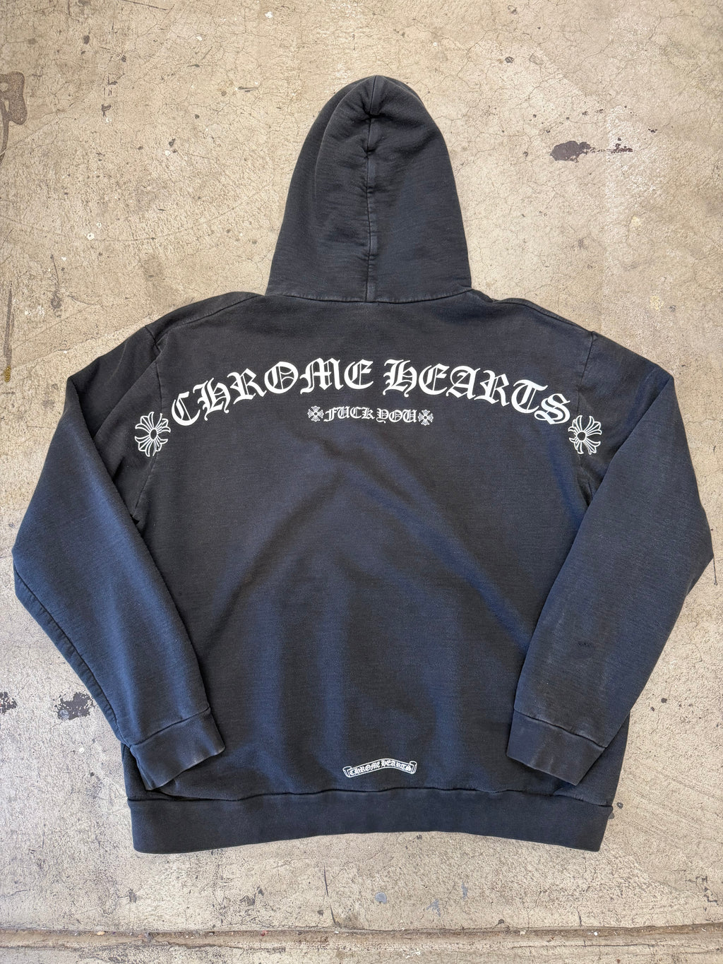 Chrome Hearts CH Scroll Black Hoodie Size XL Pre Owned