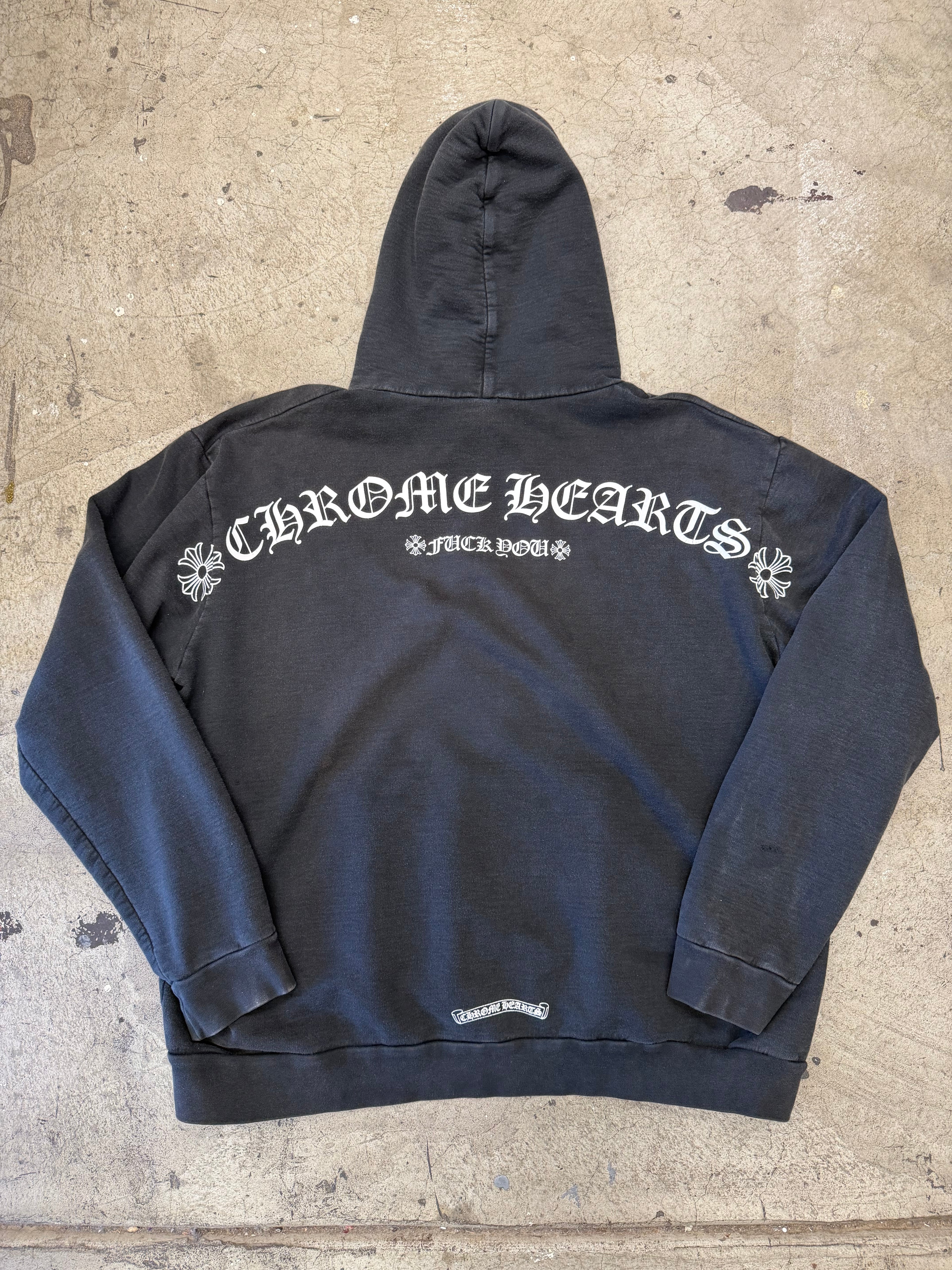 Chrome Hearts CH Scroll Black Hoodie Size XL Pre Owned