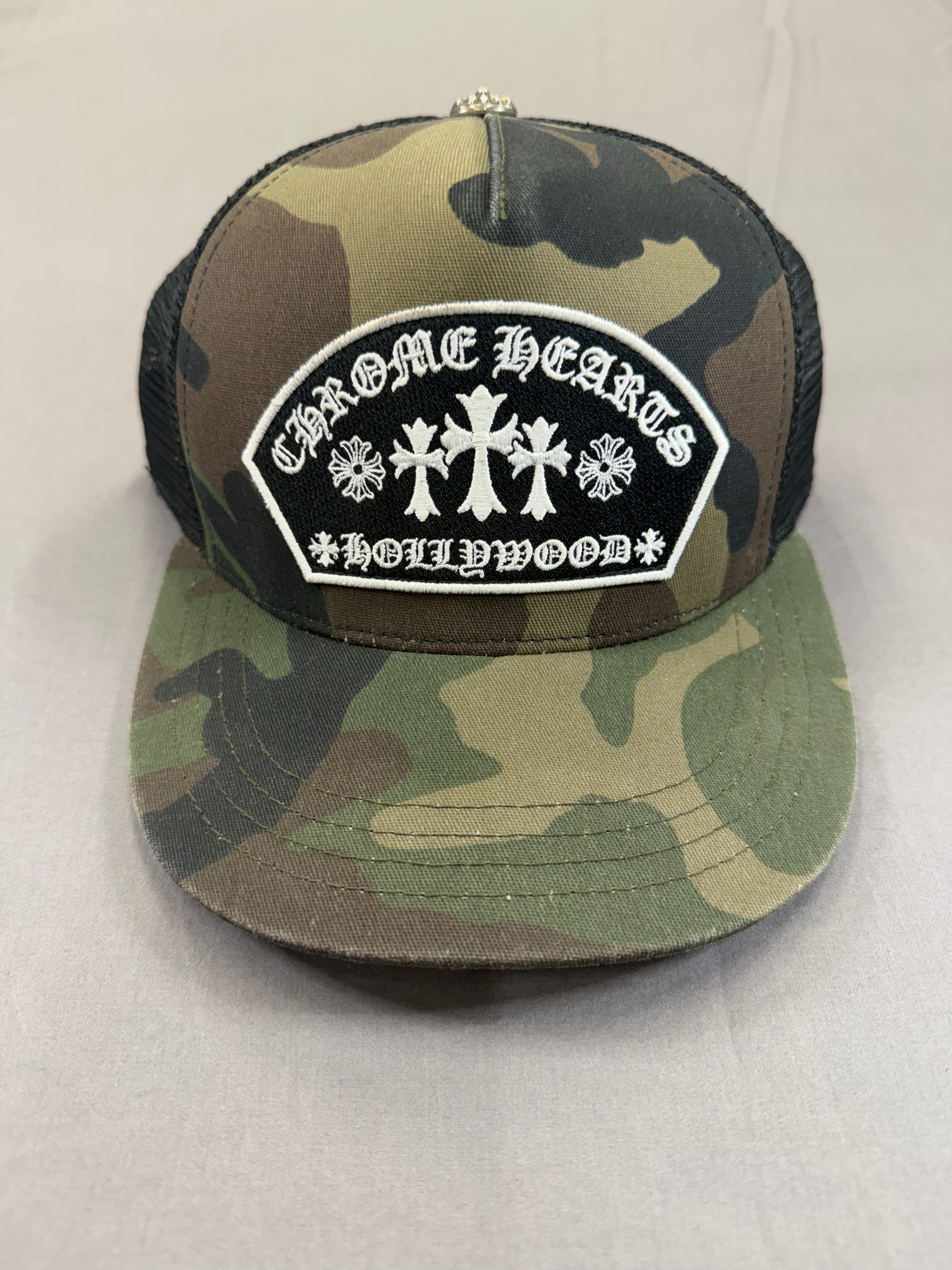Chrome Hearts Arc Cross Camo Hollywood Trucker Hat Pre Owned