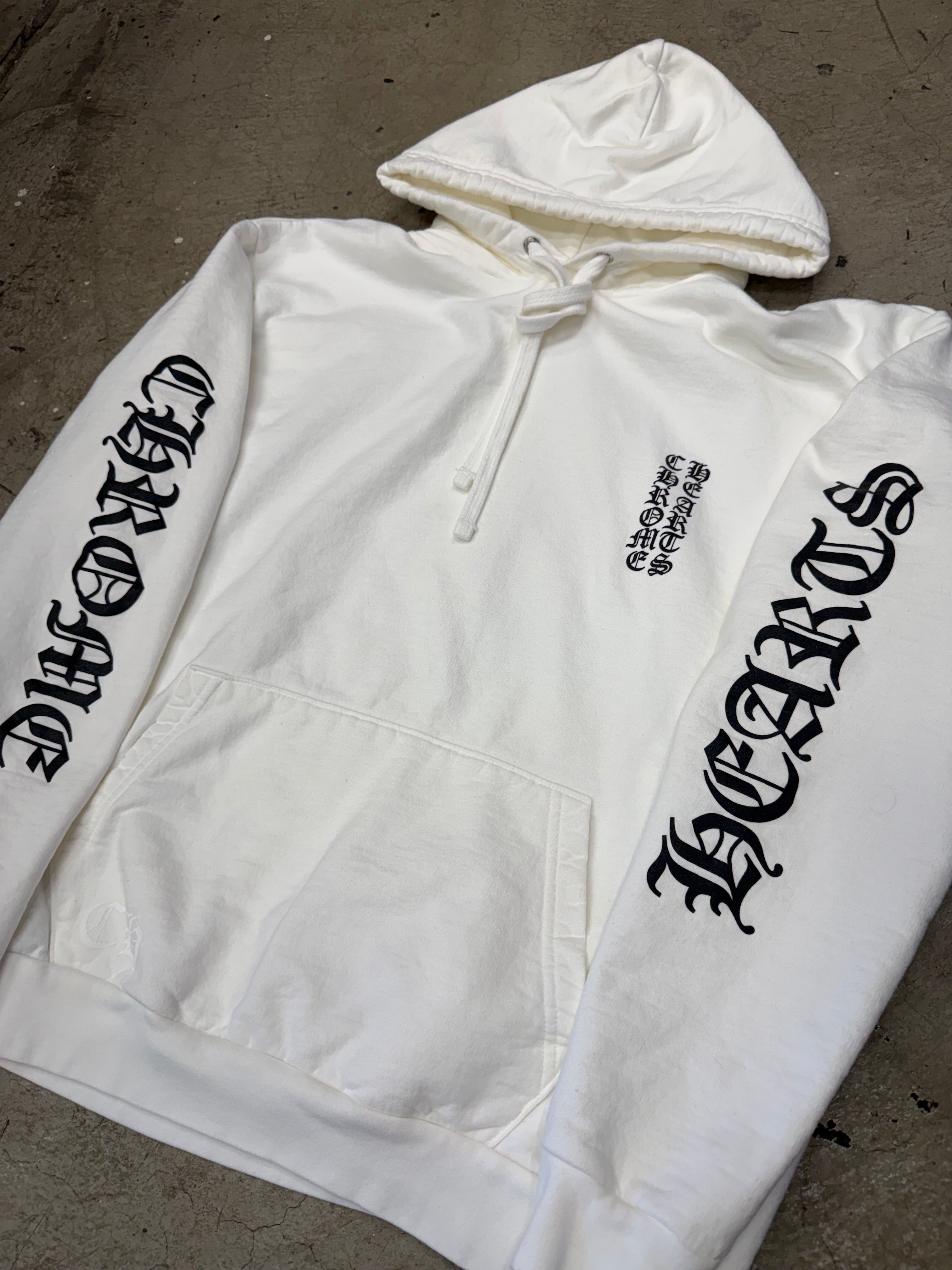 Chrome Hearts White Vertical Logo Hoodie Size Large Pre Owned