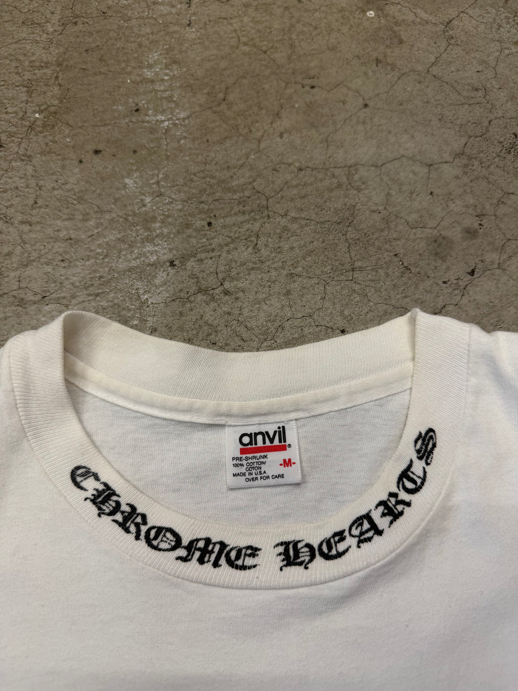 Vintage 90s Chrome Hearts CH Scroll White Tshirt Size Medium Pre Owned