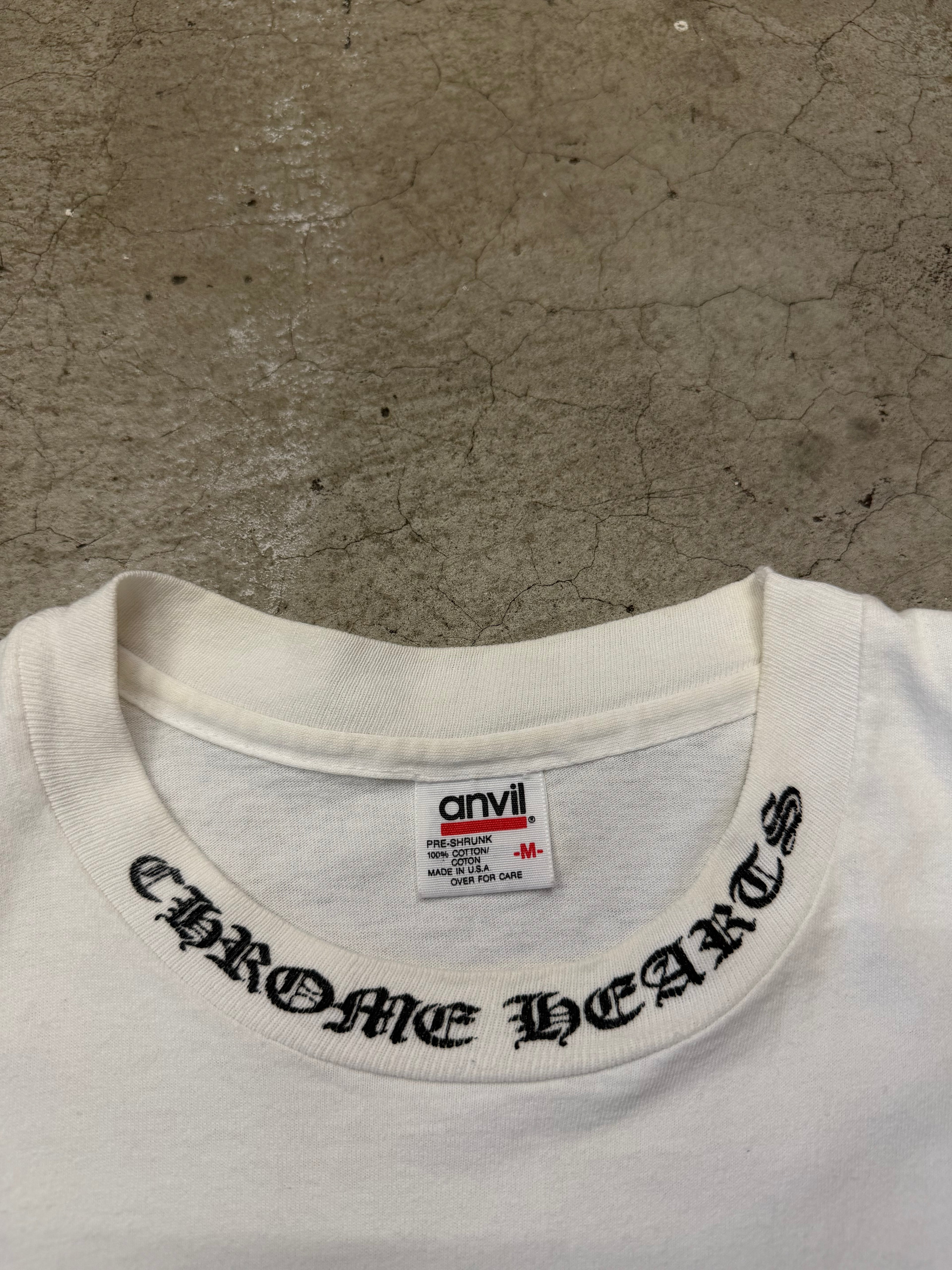 Vintage 90s Chrome Hearts CH Scroll White Tshirt Size Medium Pre Owned