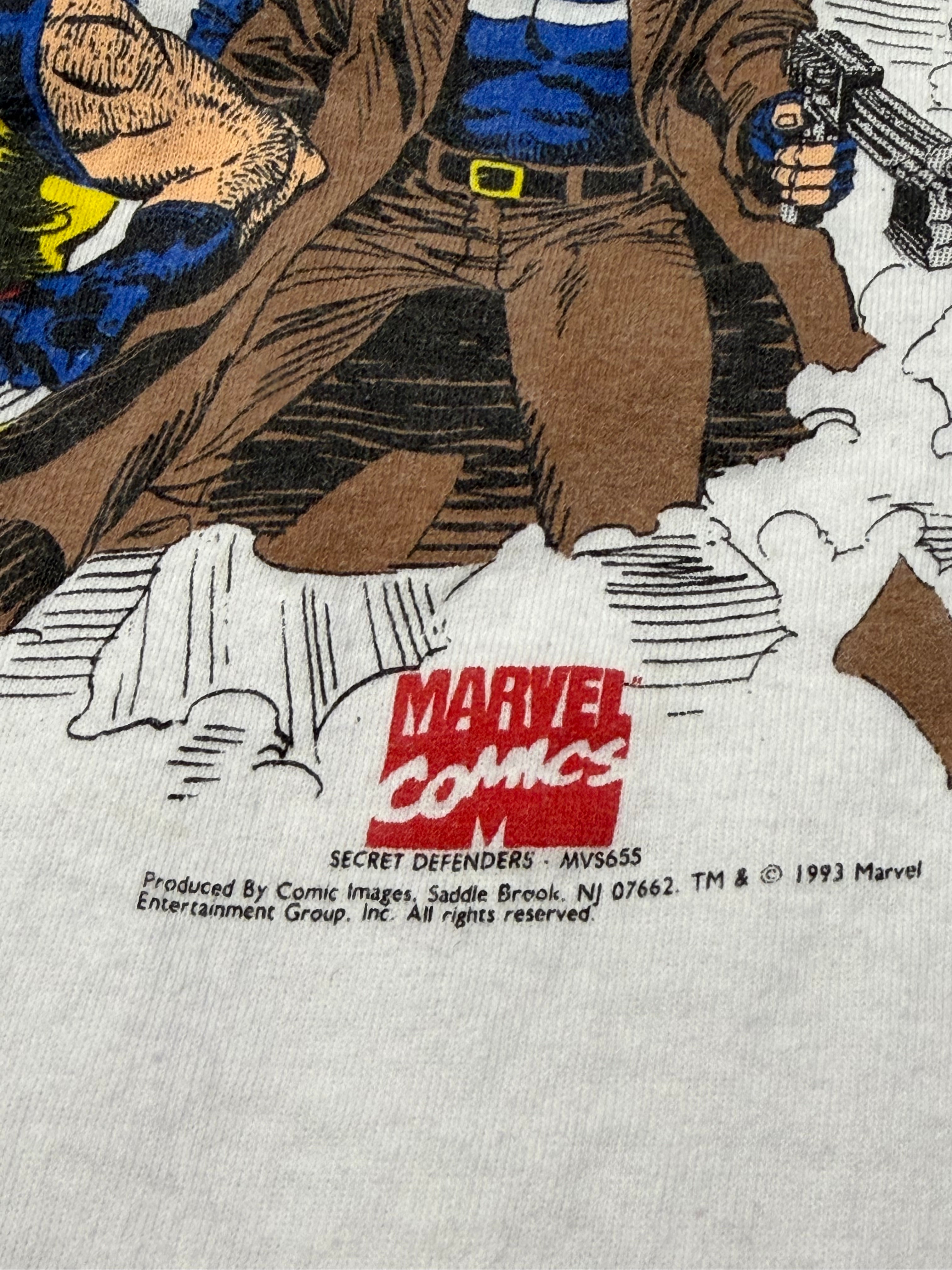 Vintage 1993 Marvel Secret Defenders Comic Tshirt Size XL