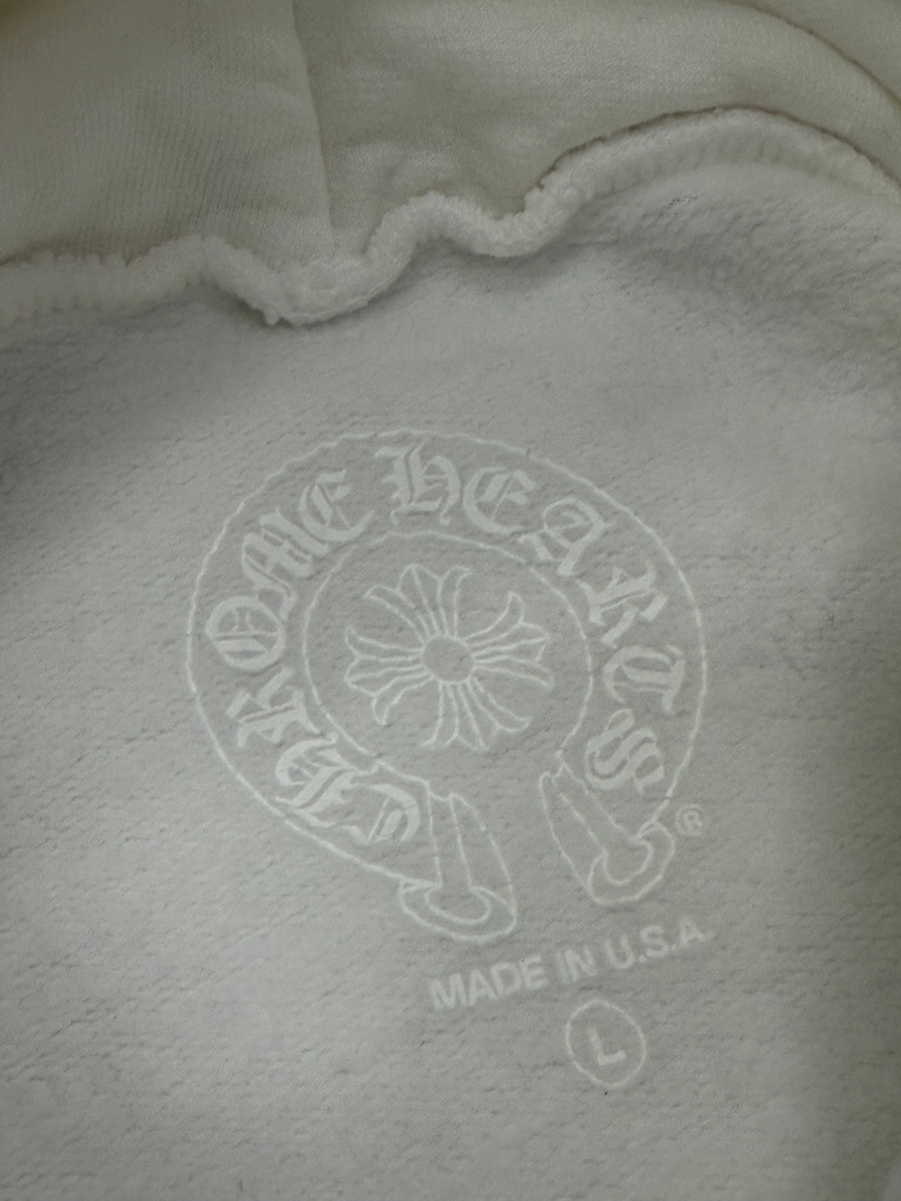 Chrome Hearts White Vertical Logo Hoodie Size Large Pre Owned
