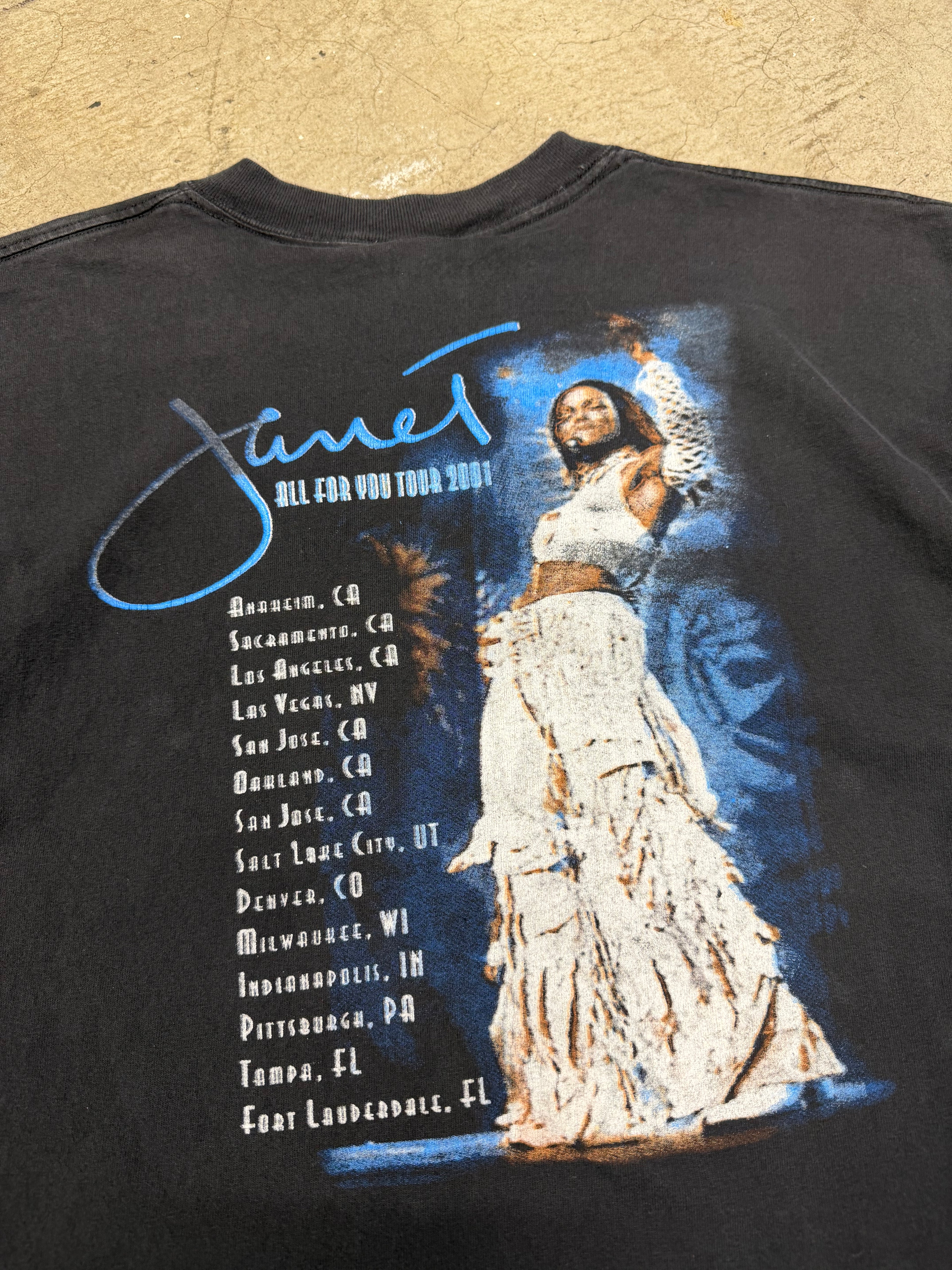 Vintage 2001 Janet Jackson All For You Tour Tshirt Size XXL