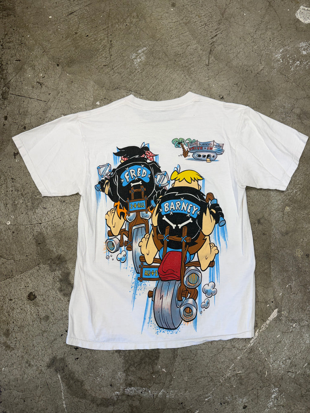 Vintage 90s Flintstones Bikers Tshirt Size Medium