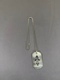 Chrome Hearts Fleur-De-Lis Dog Tag Necklace & Ball Chain 24inch
