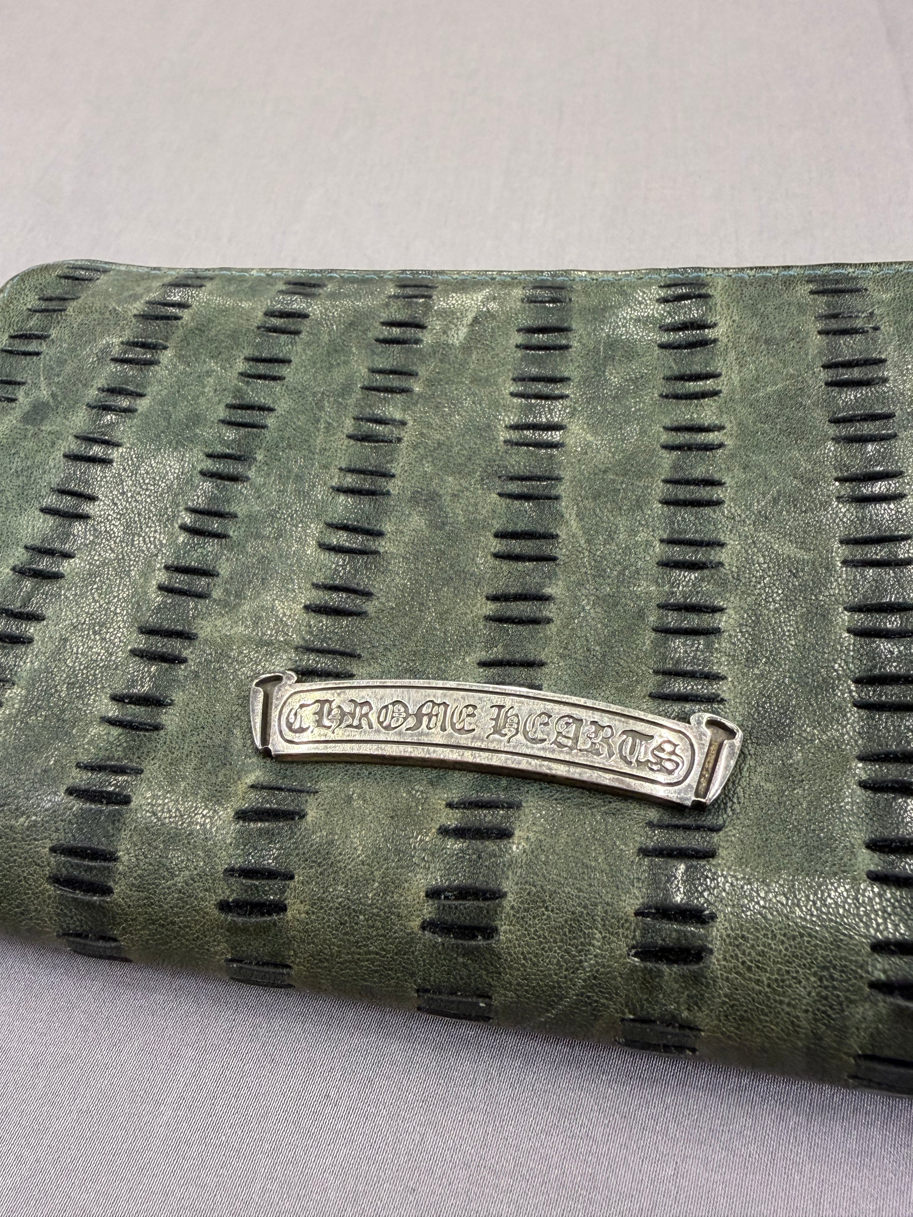 Chrome Hearts REC F Zip Olive Green Leather Wallet Pre Owned