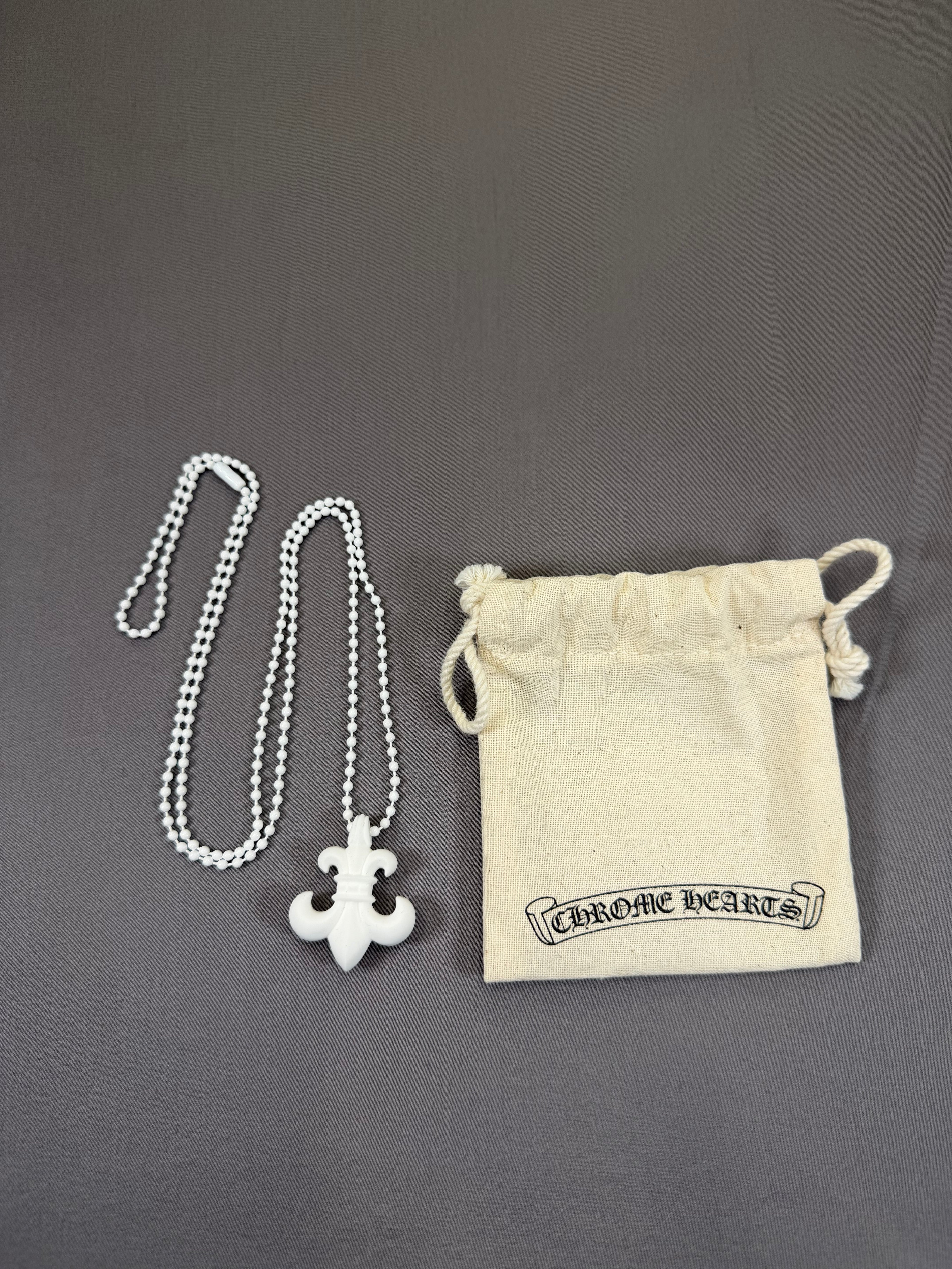 Chrome Hearts White Silicone Fleur Pendant & Ball Chain
