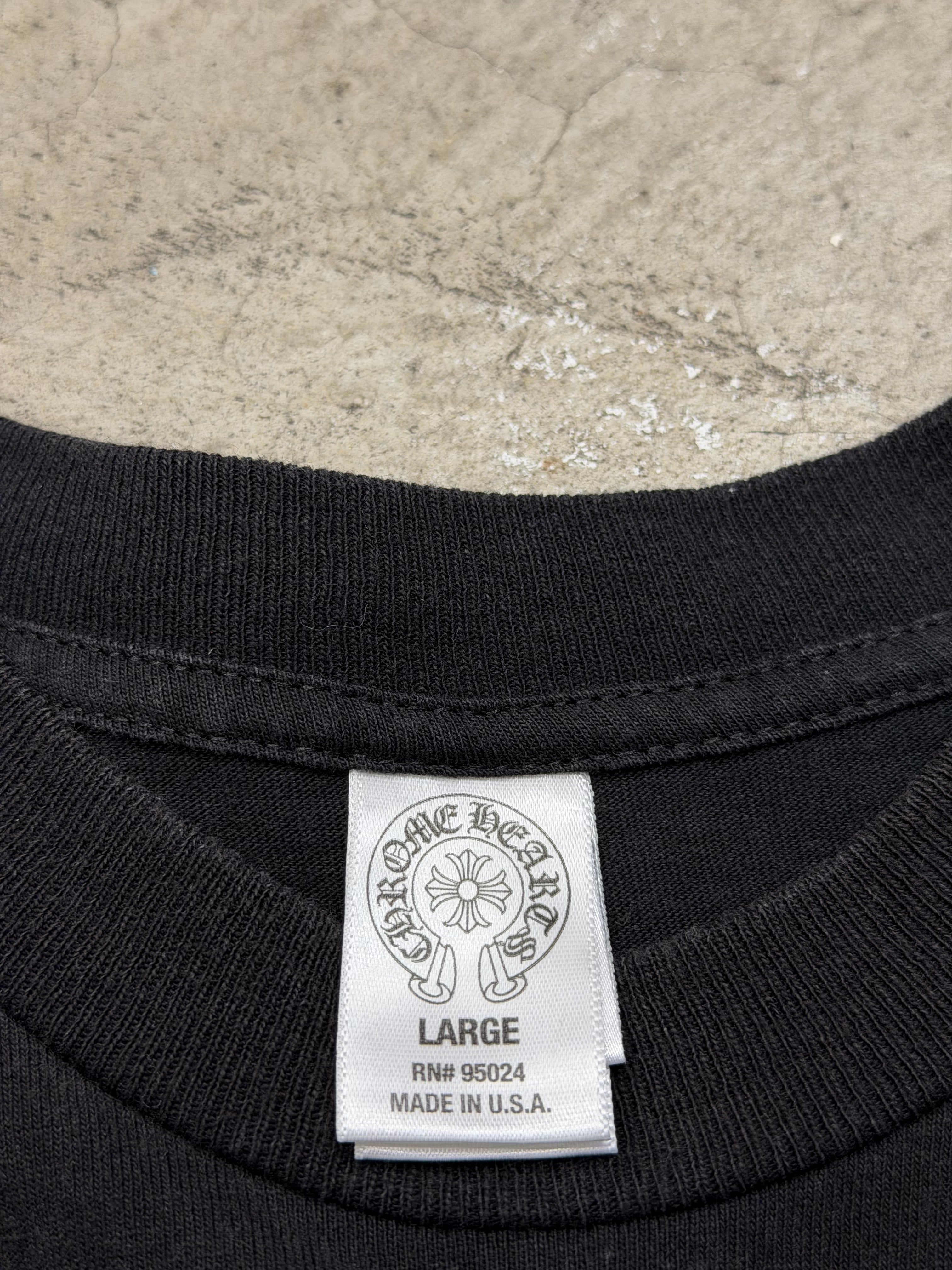 Chrome Hearts Cemetery Cross Scroll CH Black Tshirt Size Large Pre Owned