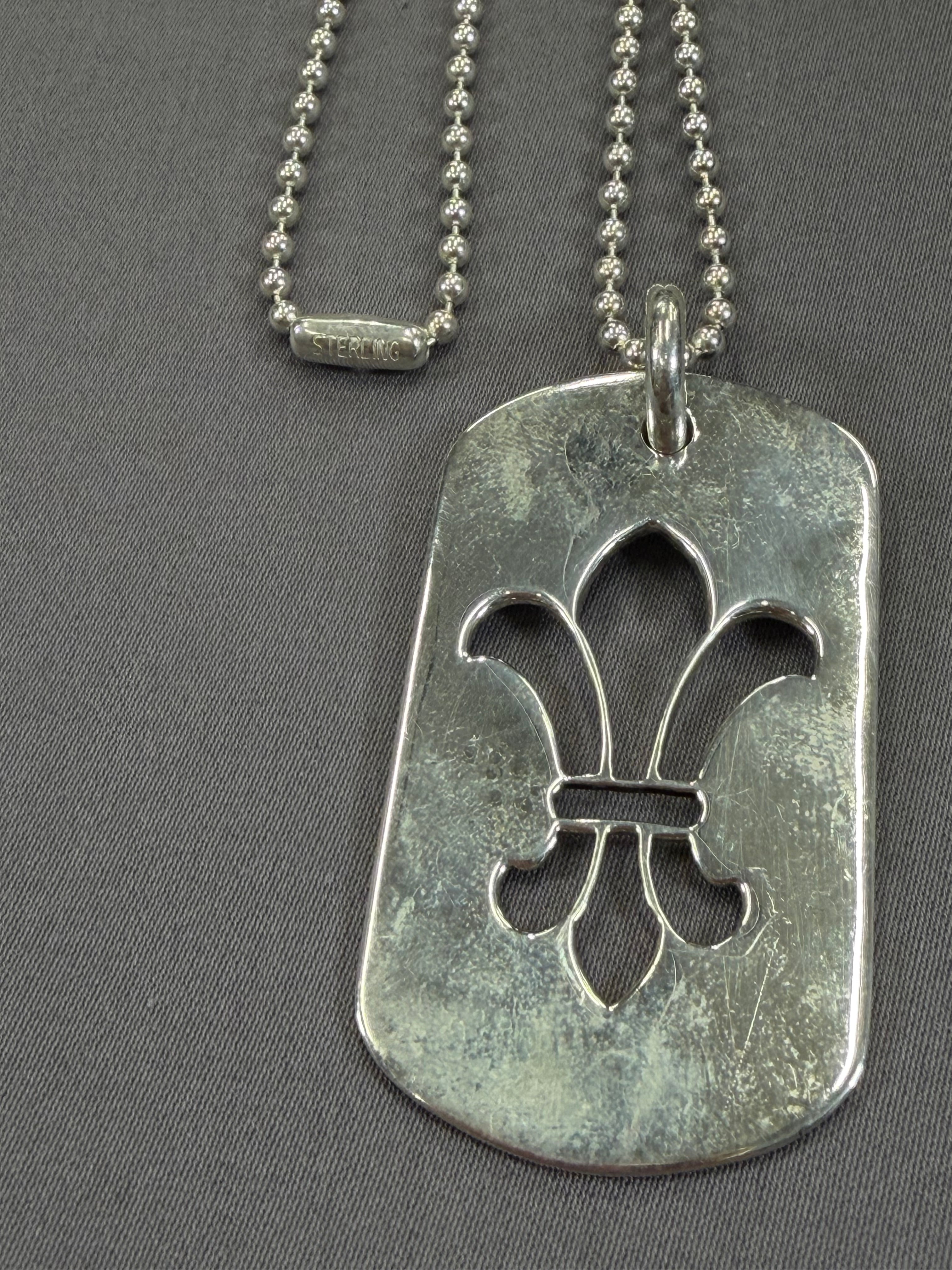Chrome Hearts Large Fleur Cut Out Dog Tag & Chain W/ Dustbag & Receipt Brand New