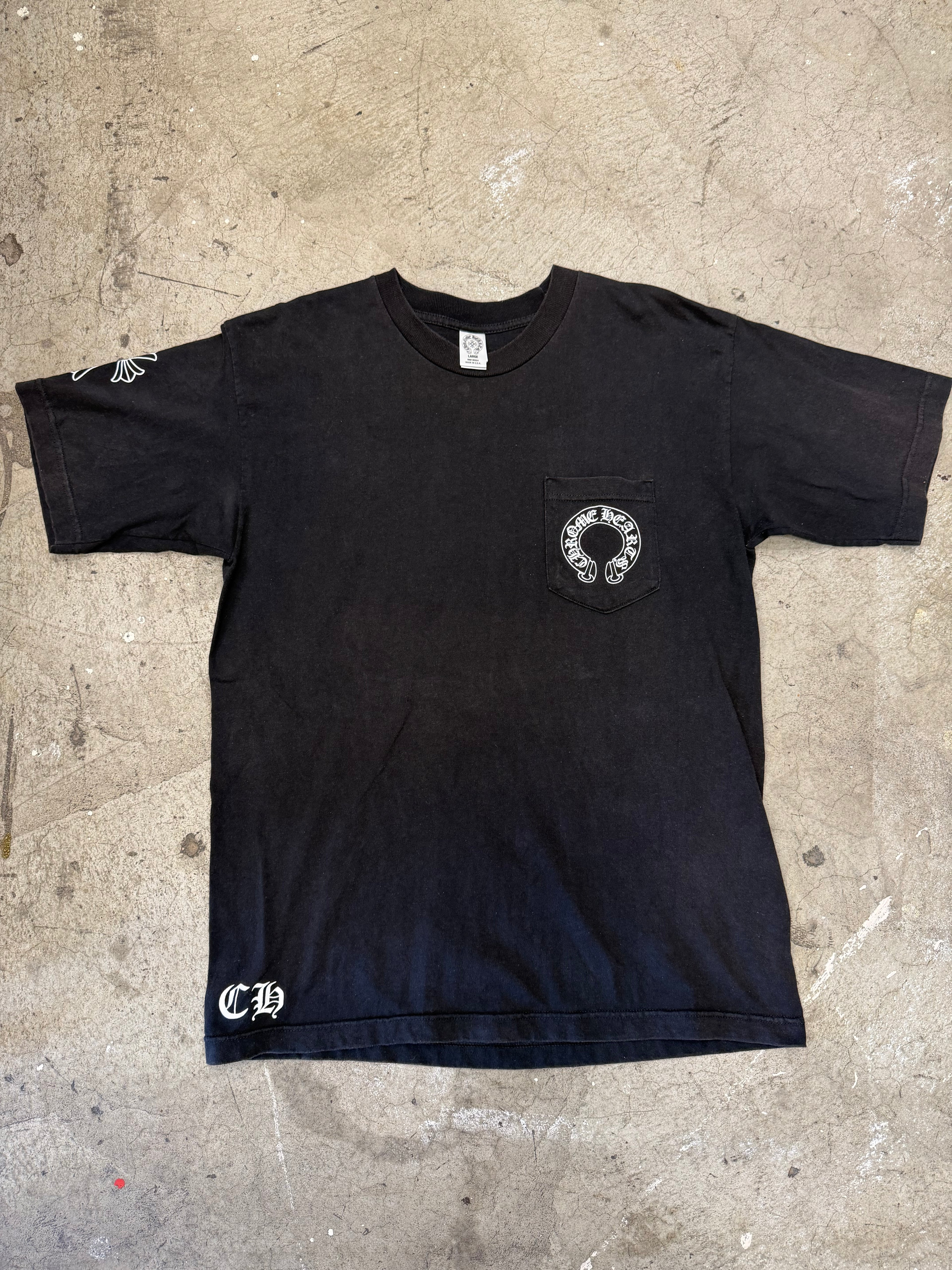 Chrome Hearts Cemetery Cross Scroll CH Black Tshirt Size Large Pre Owned