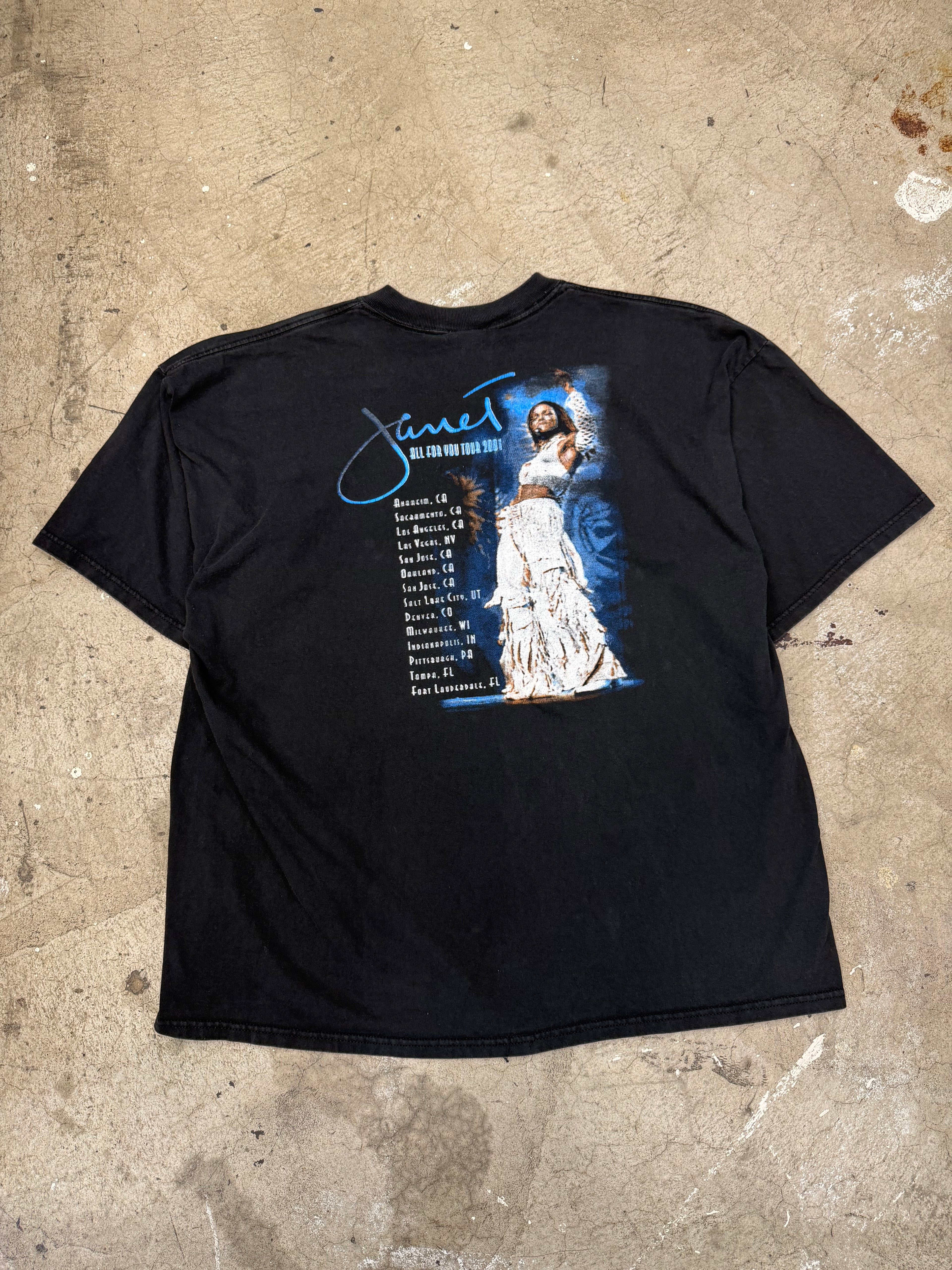 Vintage 2001 Janet Jackson All For You Tour Tshirt Size XXL