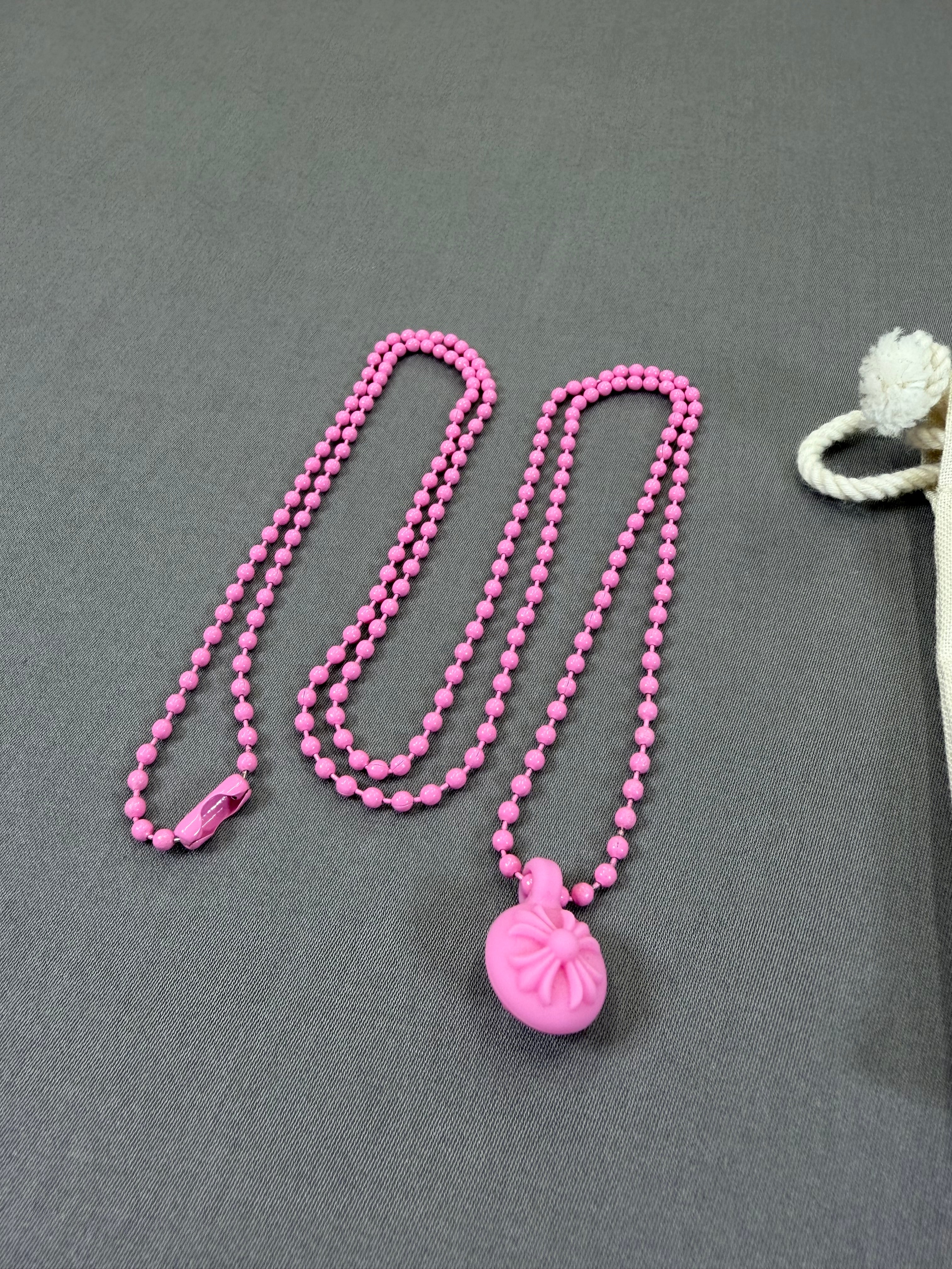 Chrome Hearts Pink Silicone Cross Ball Necklace