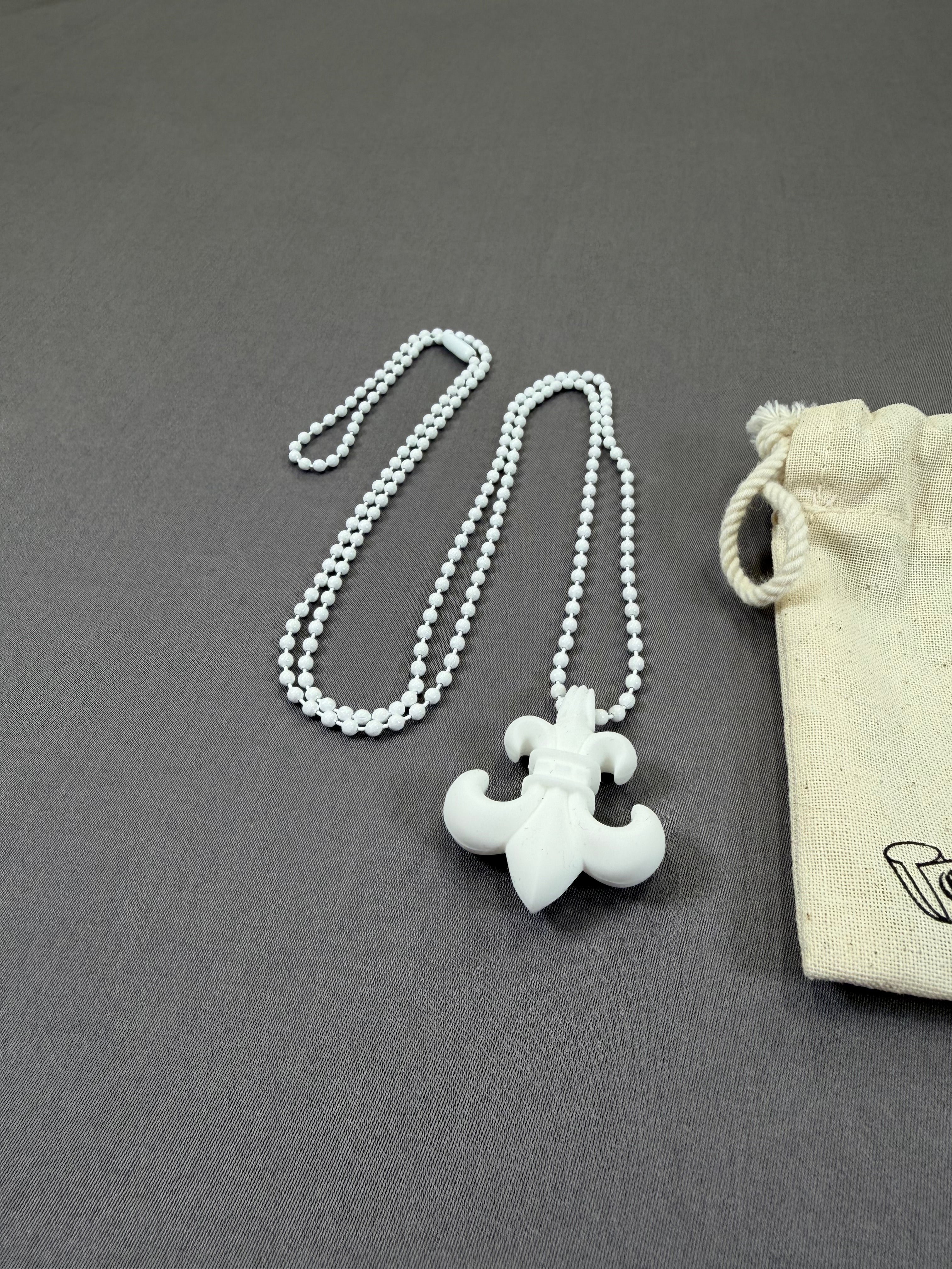 Chrome Hearts White Silicone Fleur Pendant & Ball Chain
