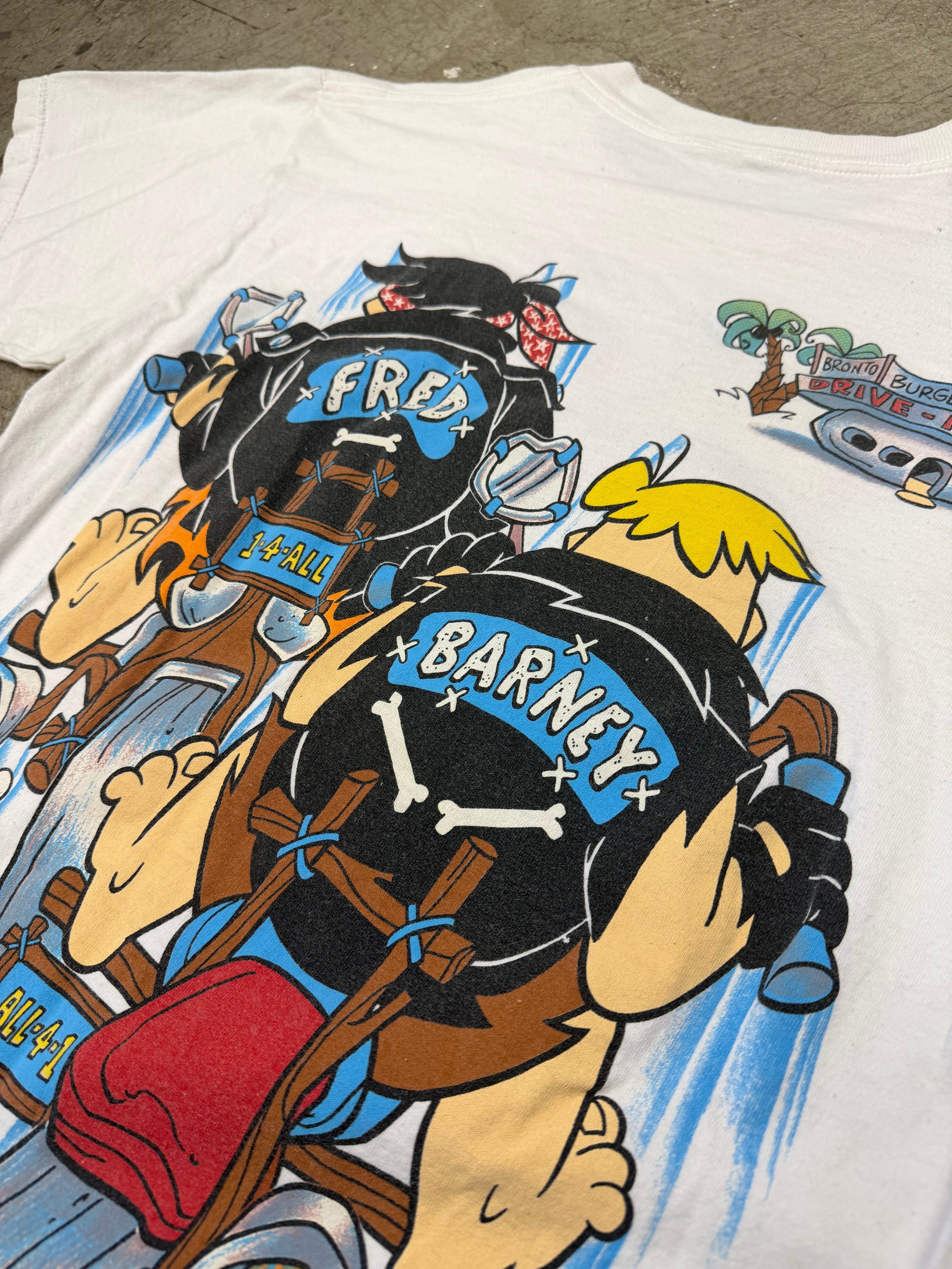 Vintage 90s Flintstones Bikers Tshirt Size Medium