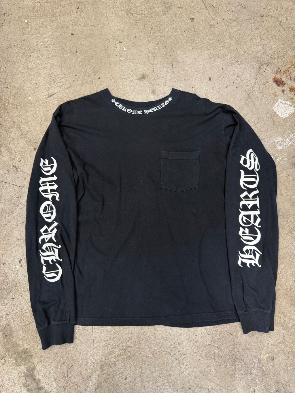 Chrome Hearts White Collar Print Black Longsleeve Tshirt Size XL Pre Owned
