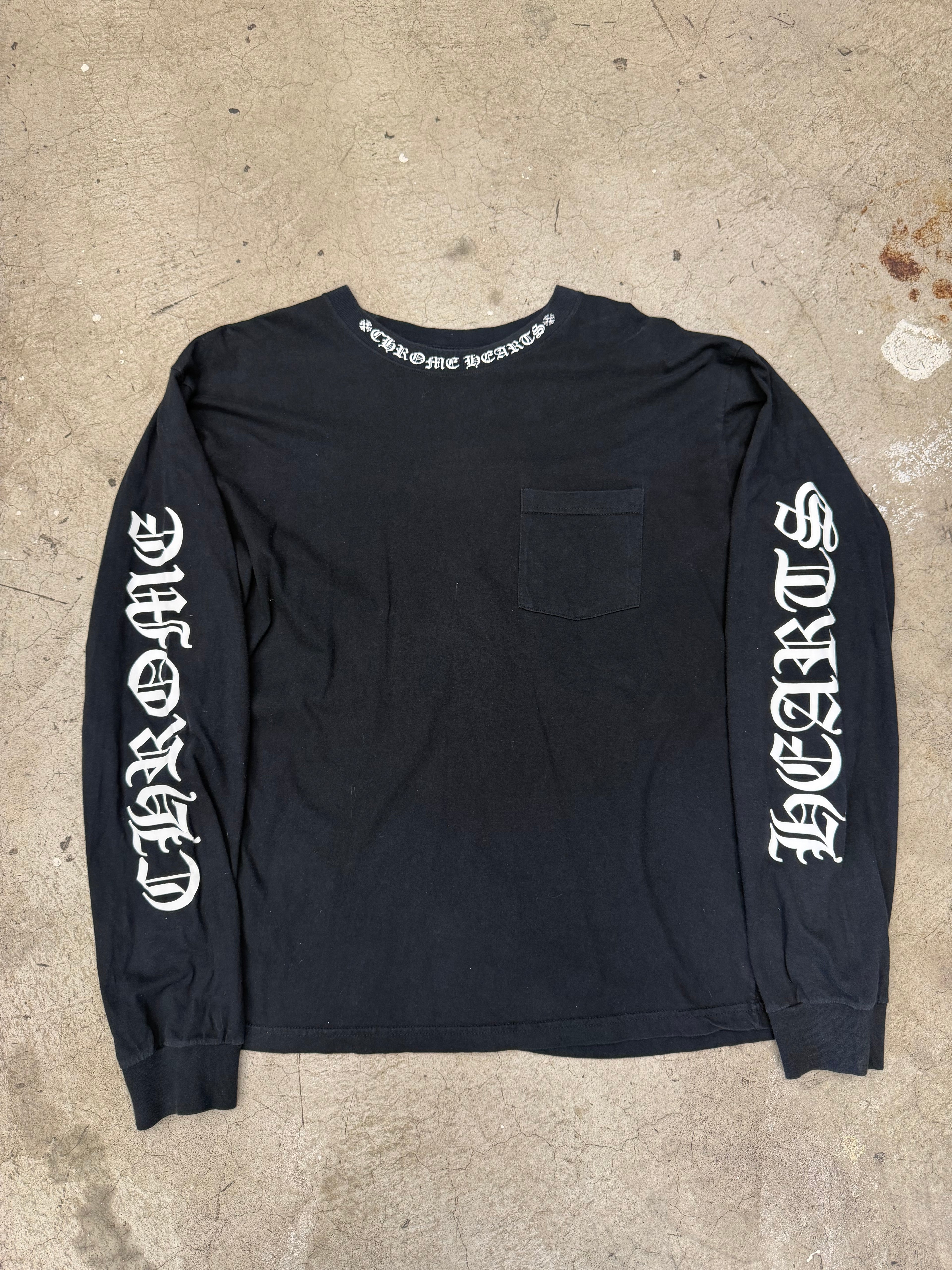 Chrome Hearts White Collar Print Black Longsleeve Tshirt Size XL Pre Owned