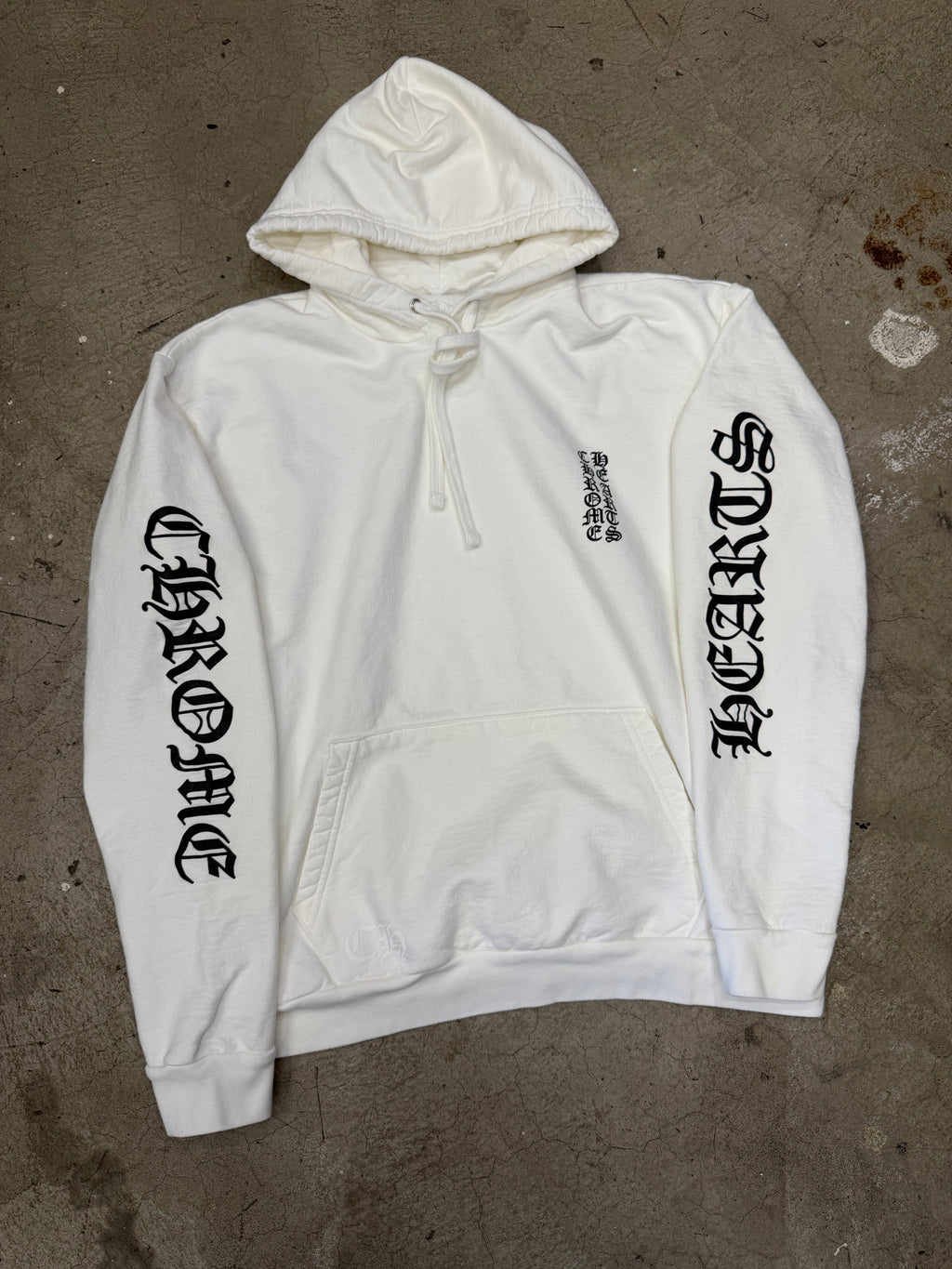Chrome Hearts White Vertical Logo Hoodie Size Large Pre Owned