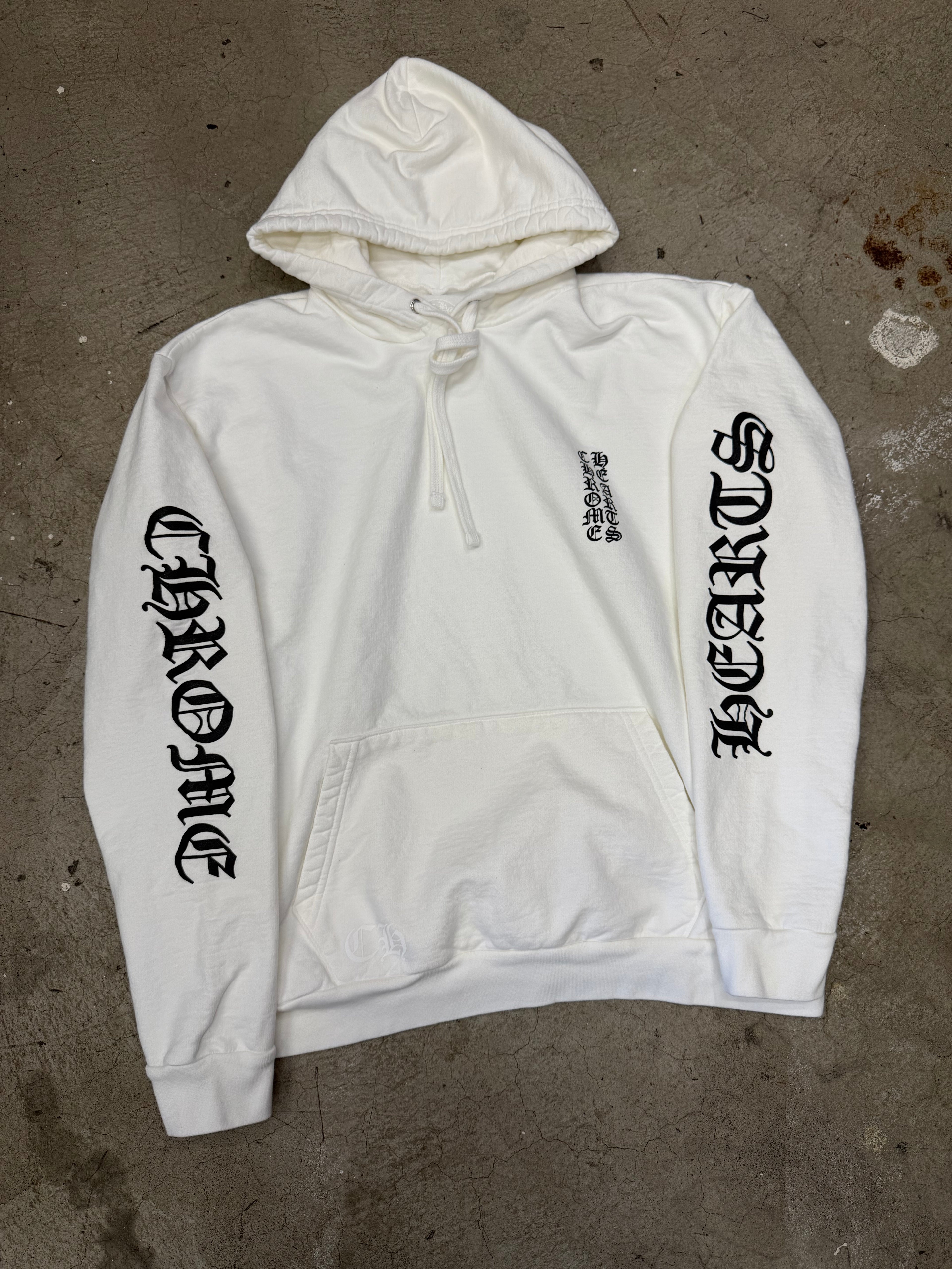 Chrome Hearts White Vertical Logo Hoodie Size Large Pre Owned