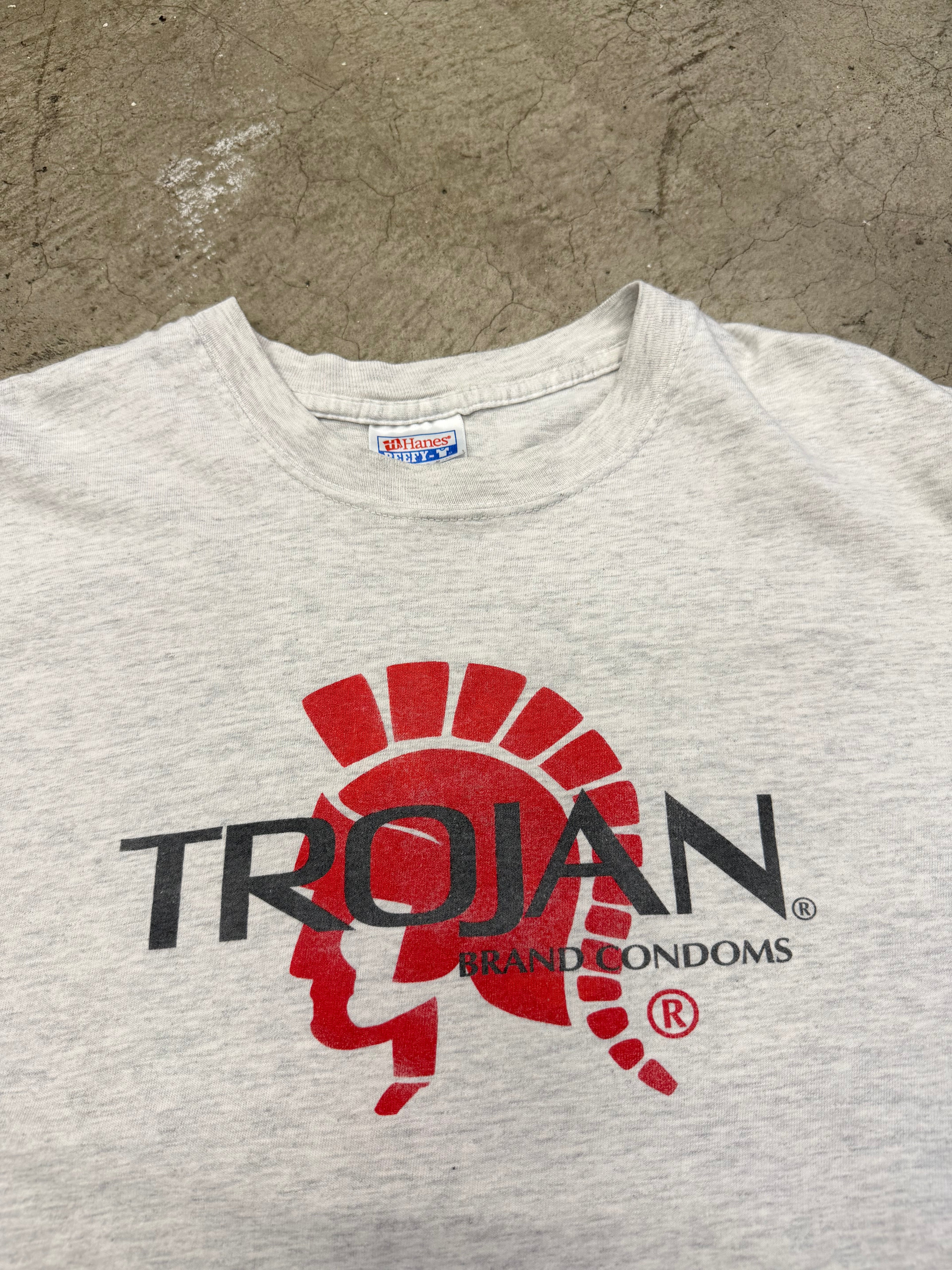 Vintage 90s Trojan Brand Condom Tshirt Size XL