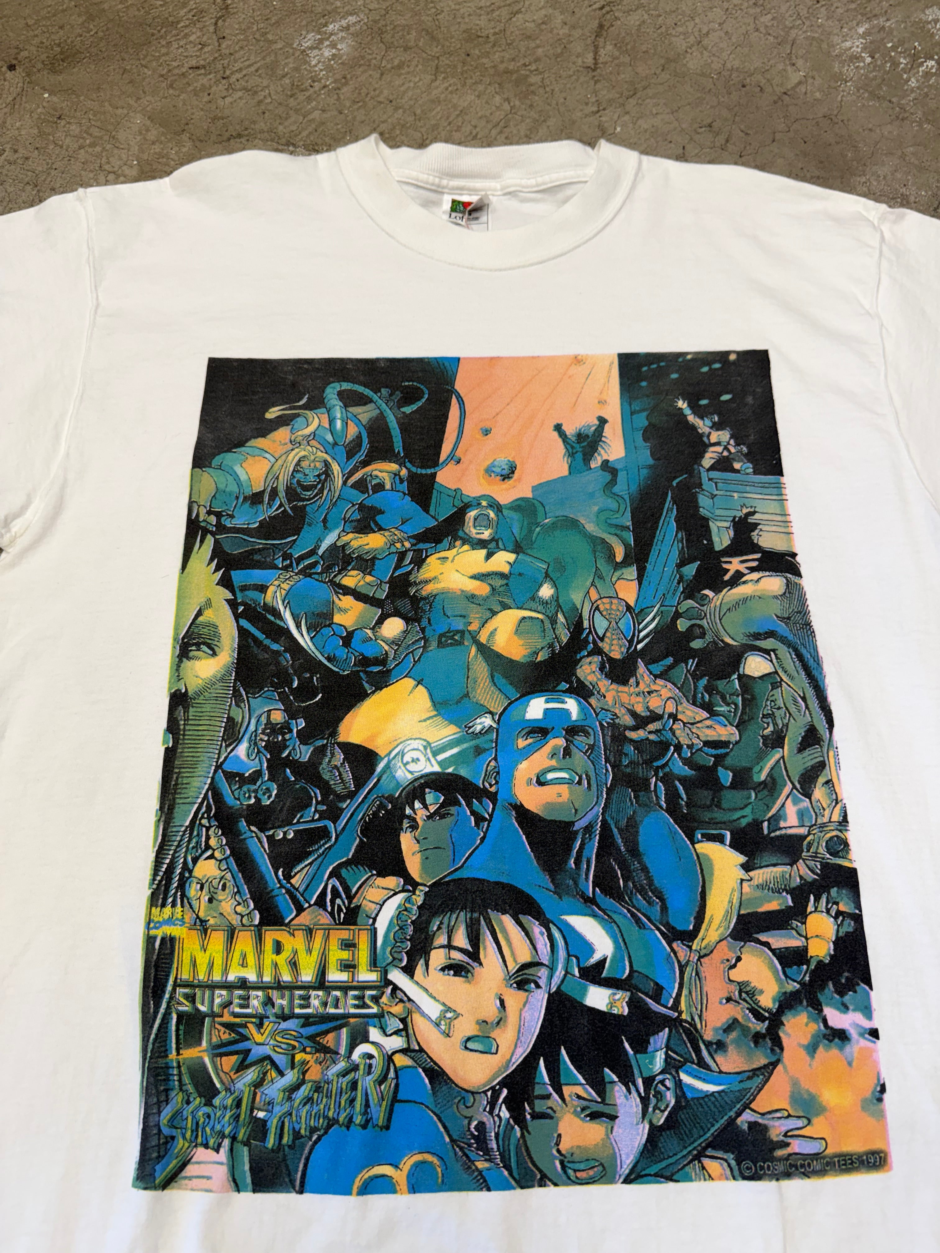 Vintage 90s Marvel Super Heroes VS Street Fighter Tshirt Size XL