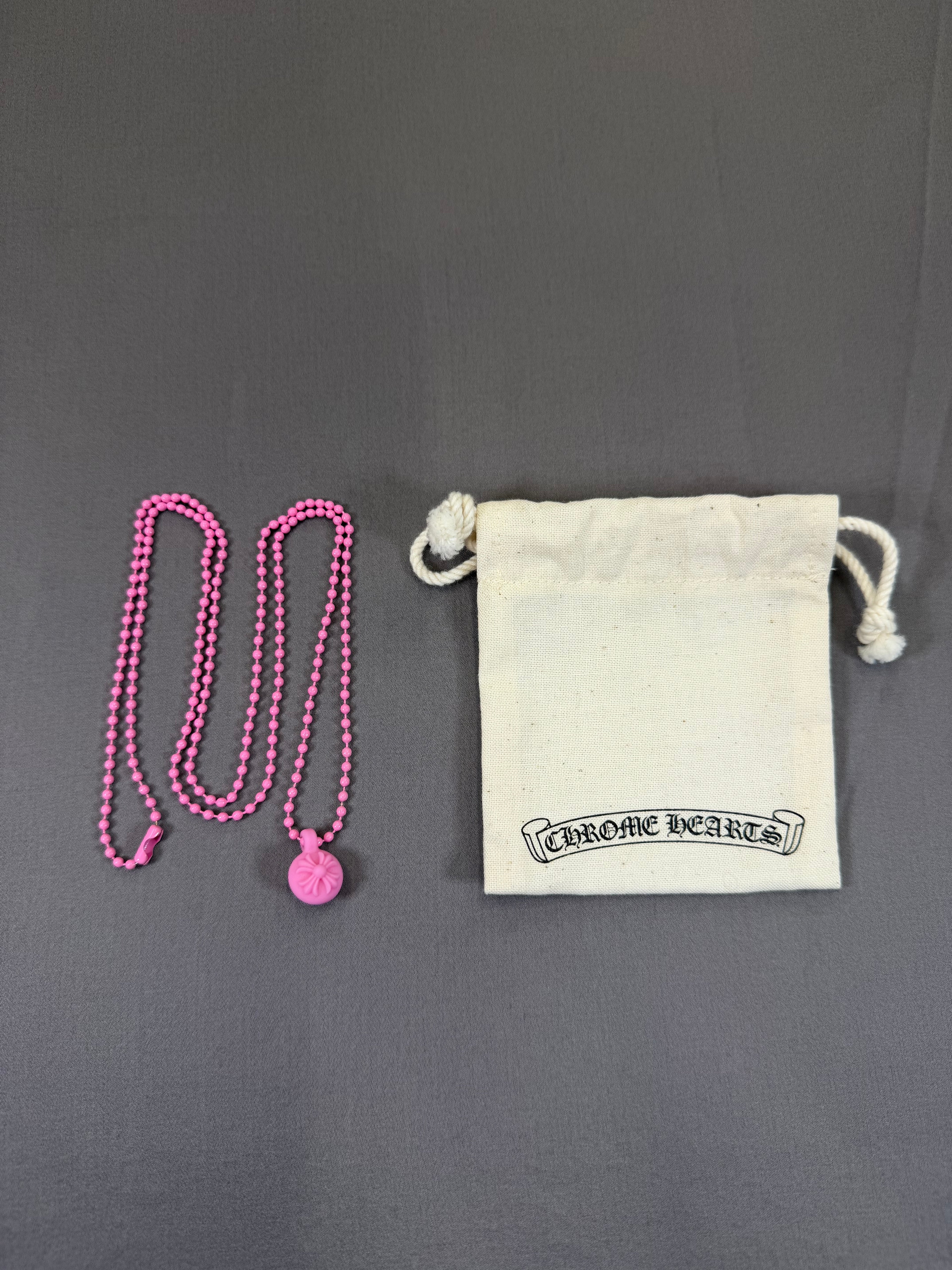 Chrome Hearts Pink Silicone Cross Ball Necklace