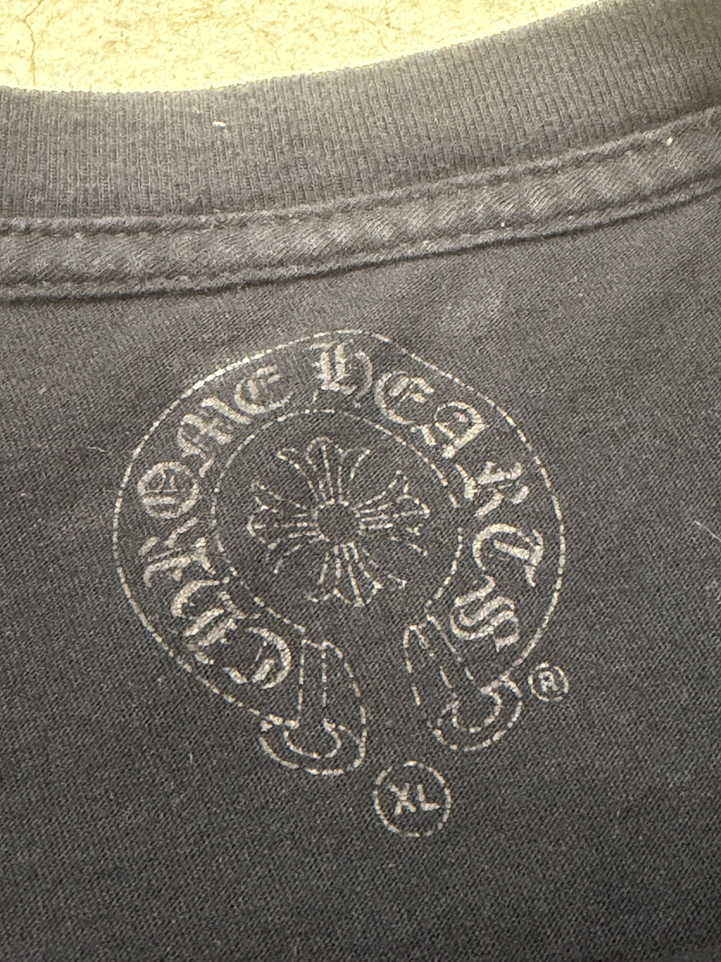 Chrome Hearts White Collar Print Black Longsleeve Tshirt Size XL Pre Owned
