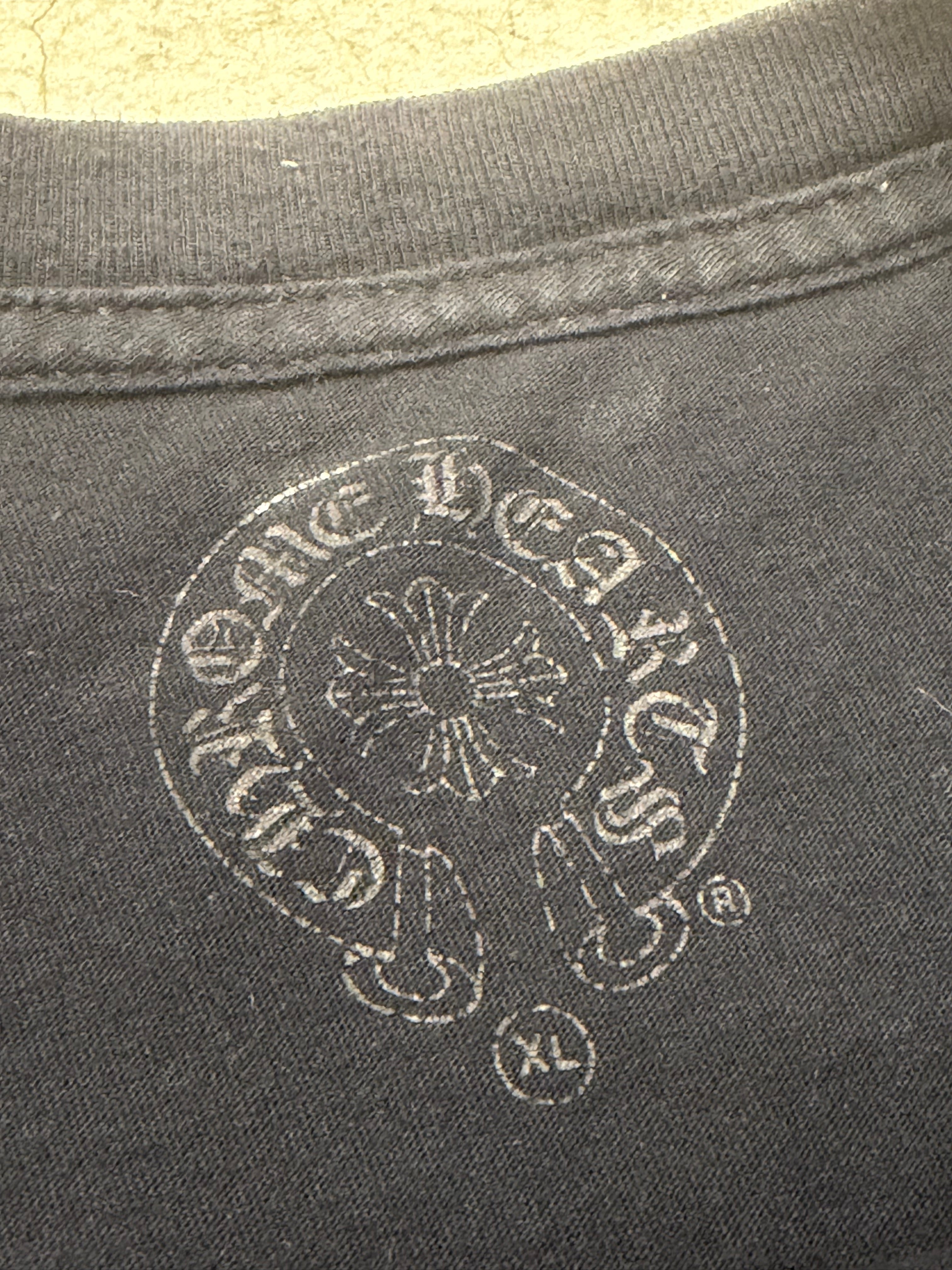 Chrome Hearts White Collar Print Black Longsleeve Tshirt Size XL Pre Owned