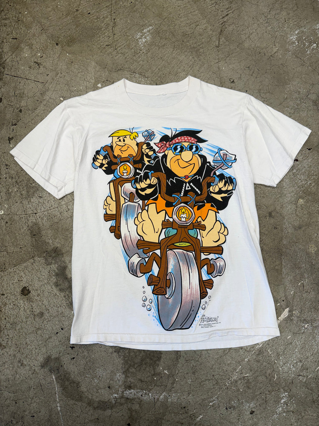Vintage 90s Flintstones Bikers Tshirt Size Medium