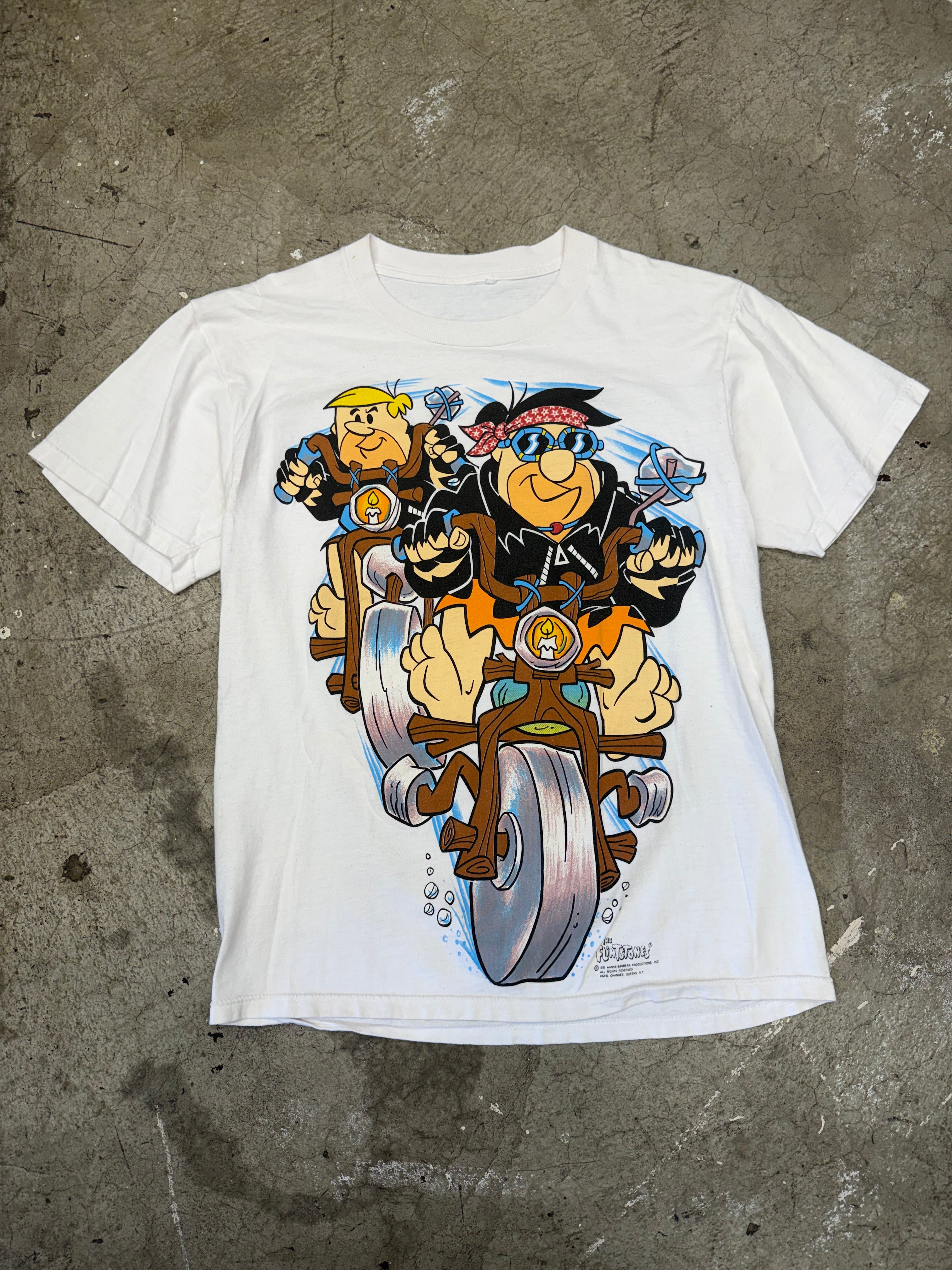 Vintage 90s Flintstones Bikers Tshirt Size Medium