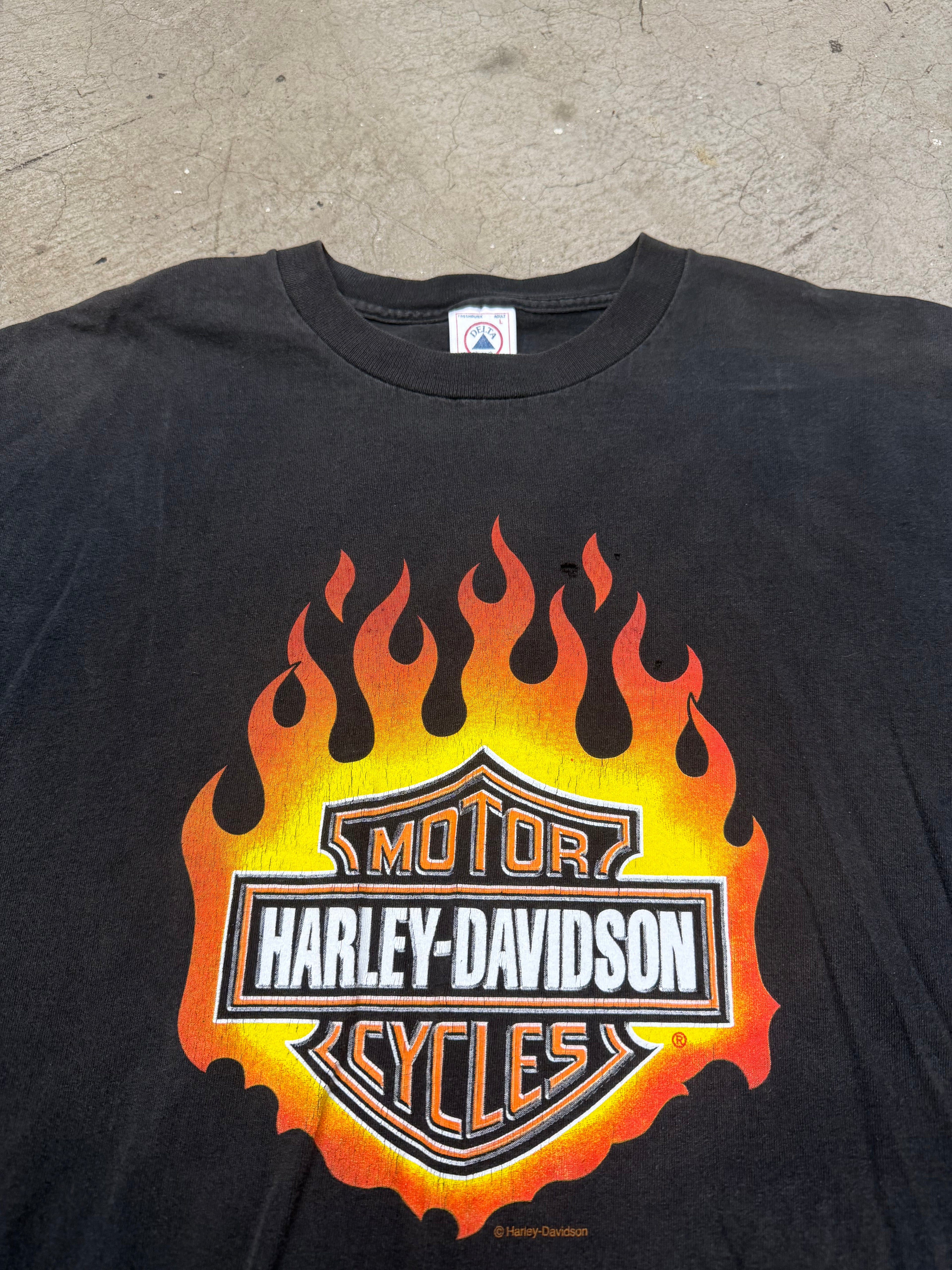 Vintage 90s Harley Flame Logo Tshirt Size Large