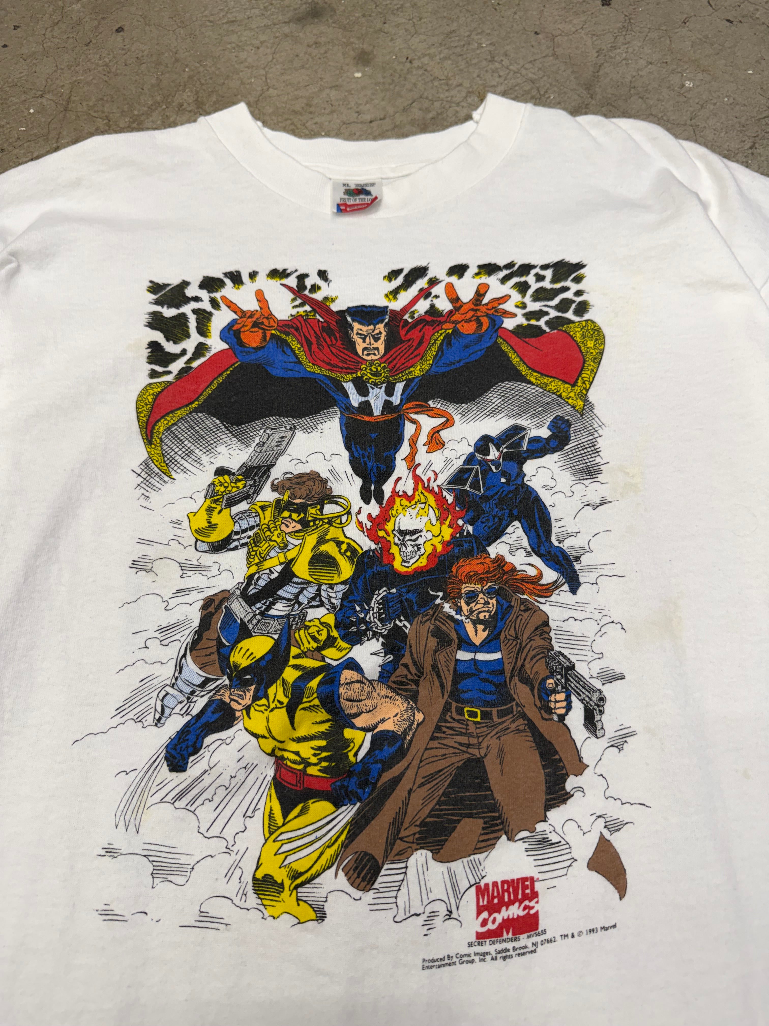 Vintage 1993 Marvel Secret Defenders Comic Tshirt Size XL