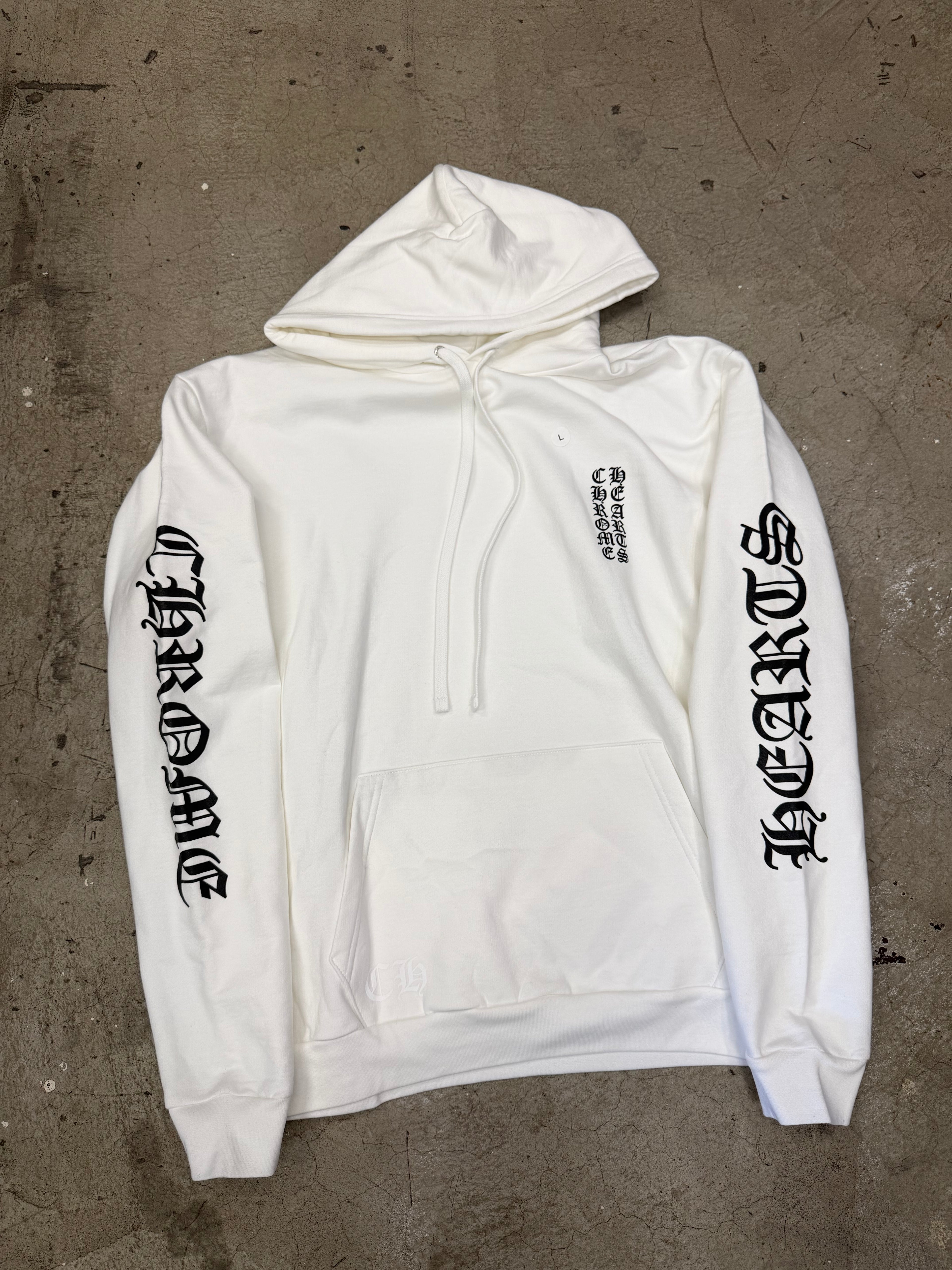 Chrome Hearts White Vertical Logo Hoodie Size Large Brand New W/ Receipt
