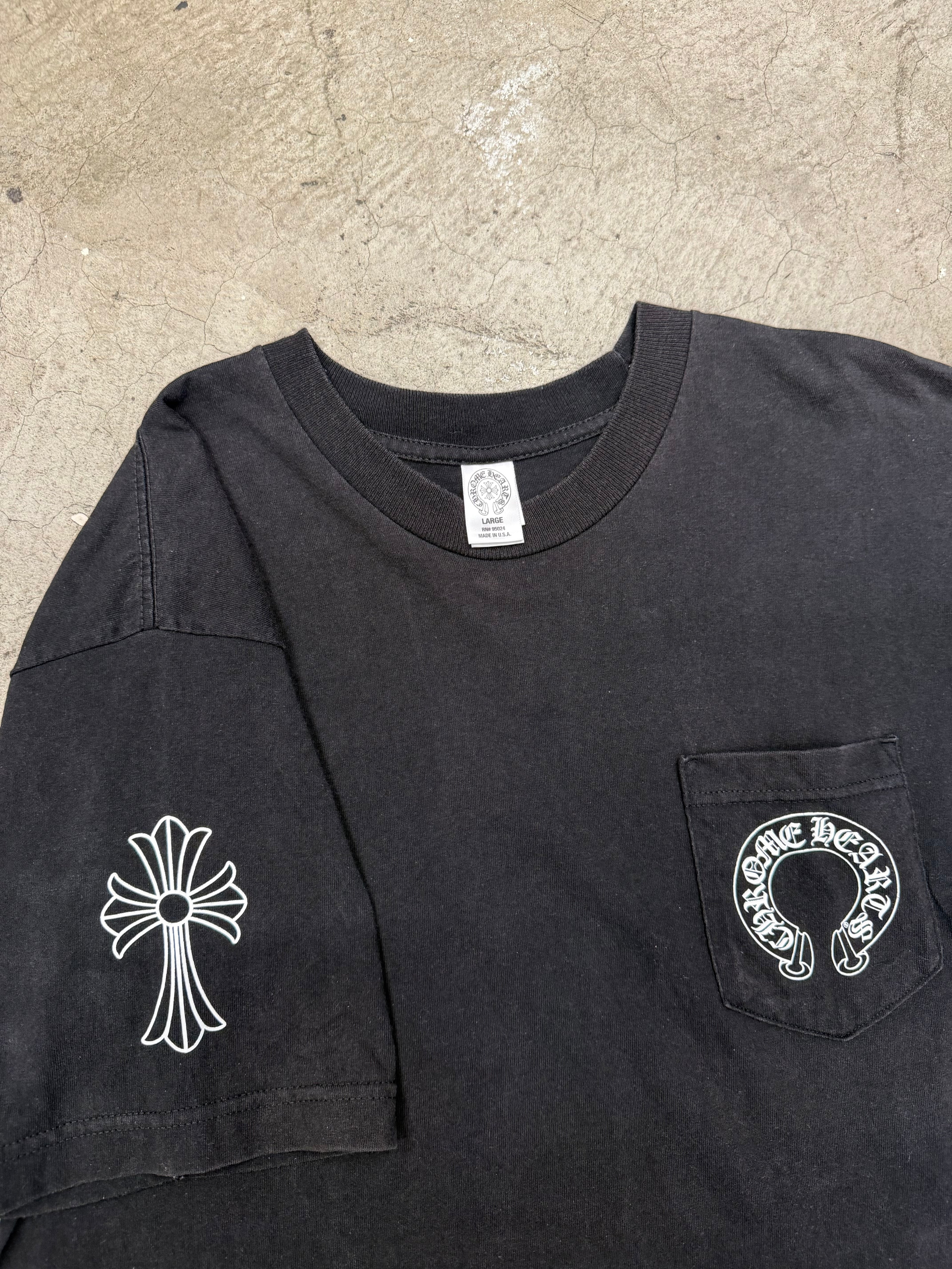 Chrome Hearts Cemetery Cross Scroll CH Black Tshirt Size Large Pre Owned