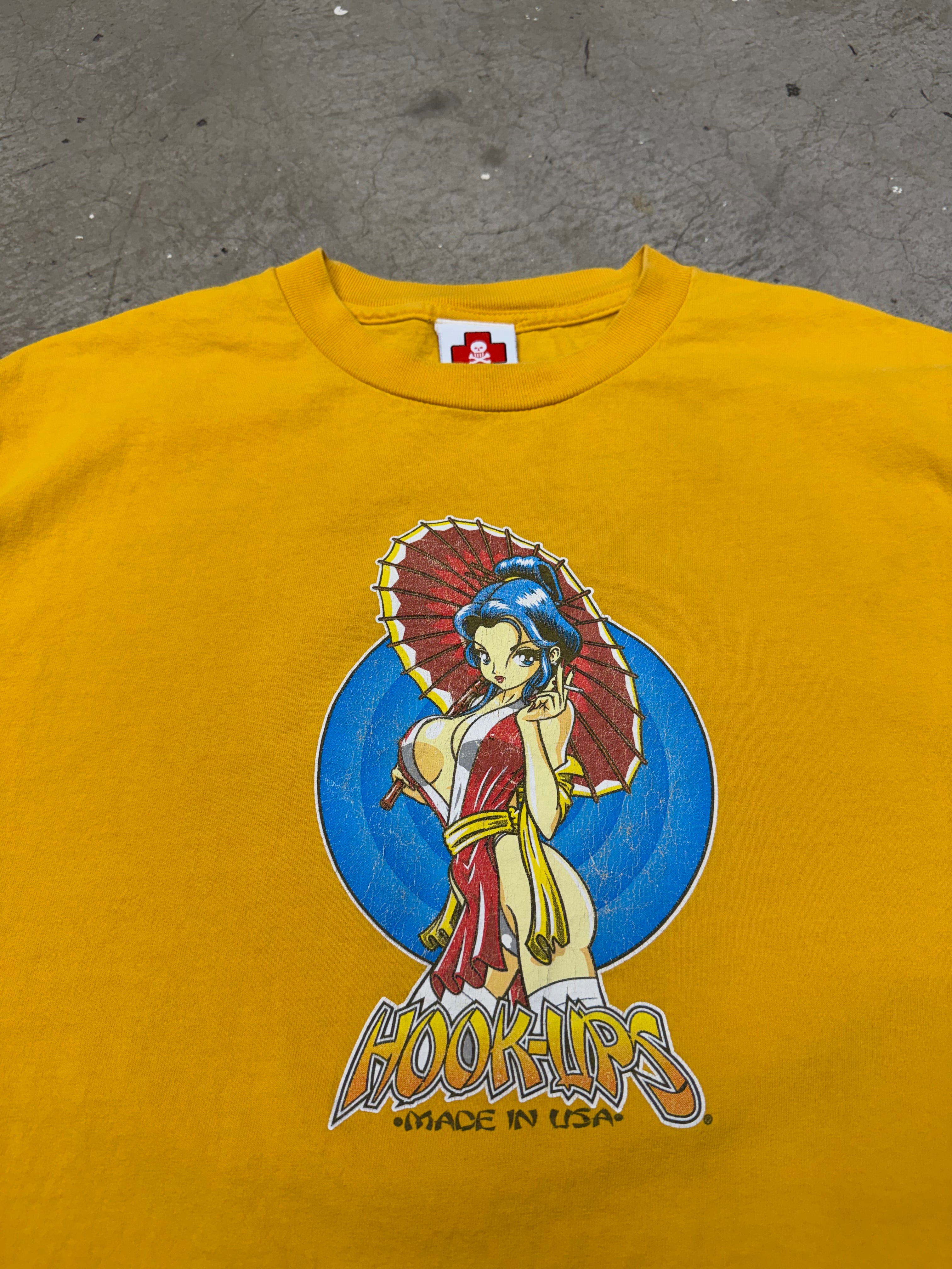 Vintage 90s Hookups Geisha Girl Skate Tshirt Size XL