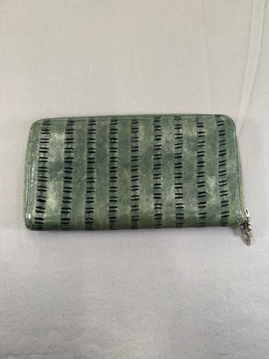 Chrome Hearts REC F Zip Olive Green Leather Wallet Pre Owned