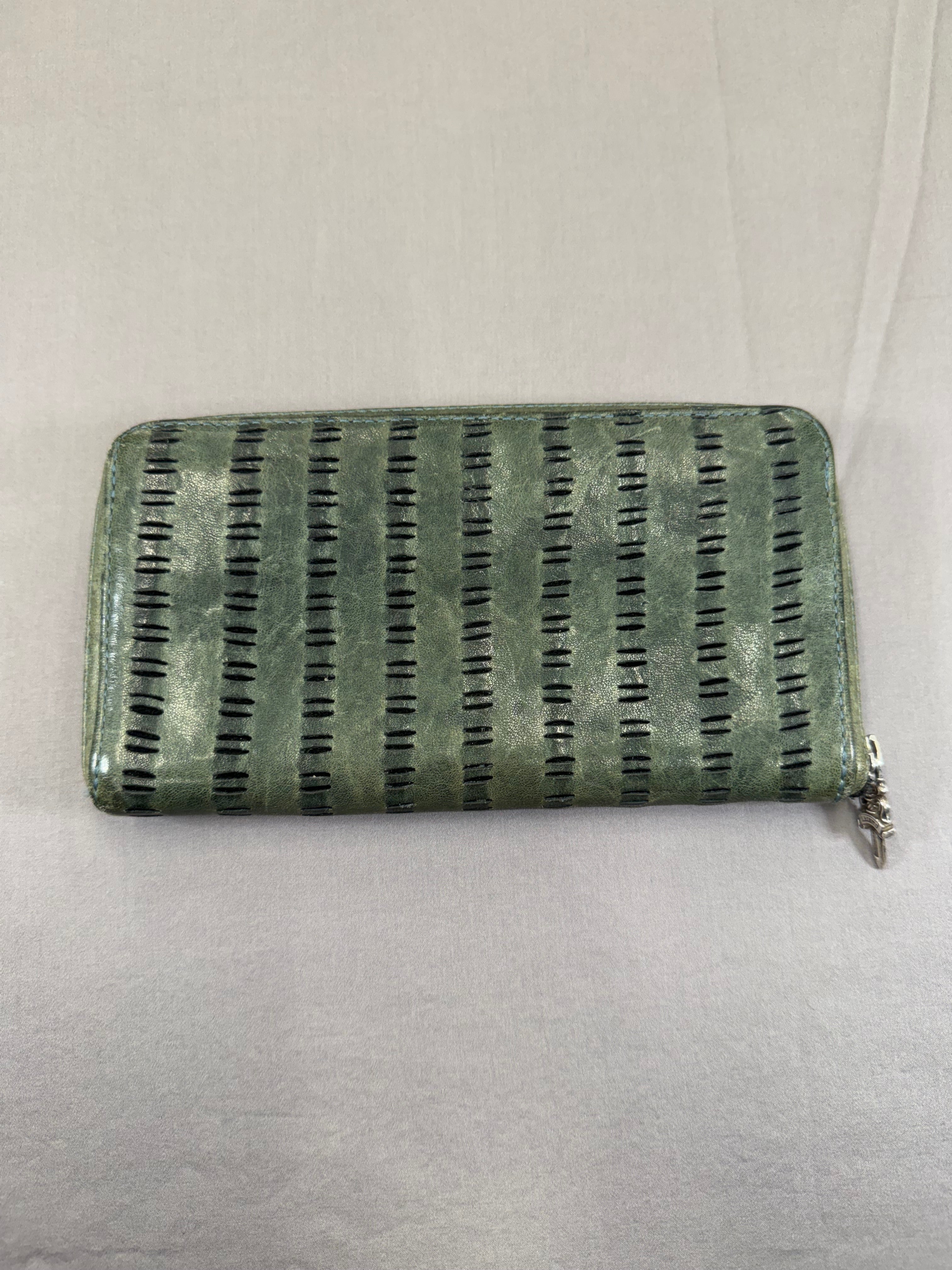 Chrome Hearts REC F Zip Olive Green Leather Wallet Pre Owned