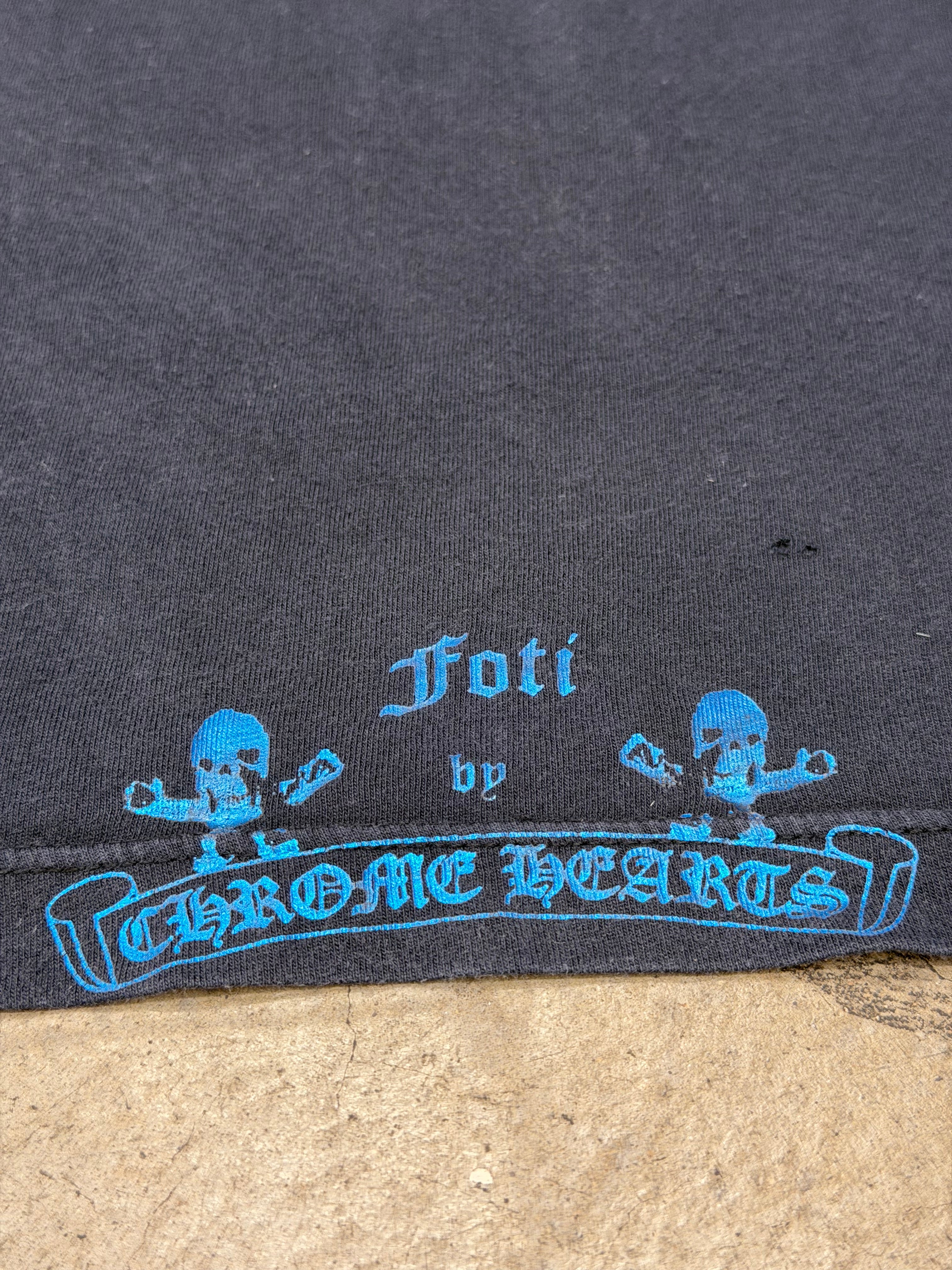 Vintage Chrome Hearts X Joe Foti Blue Foil Harris Teeter Tshirt Size XS Pre Owned