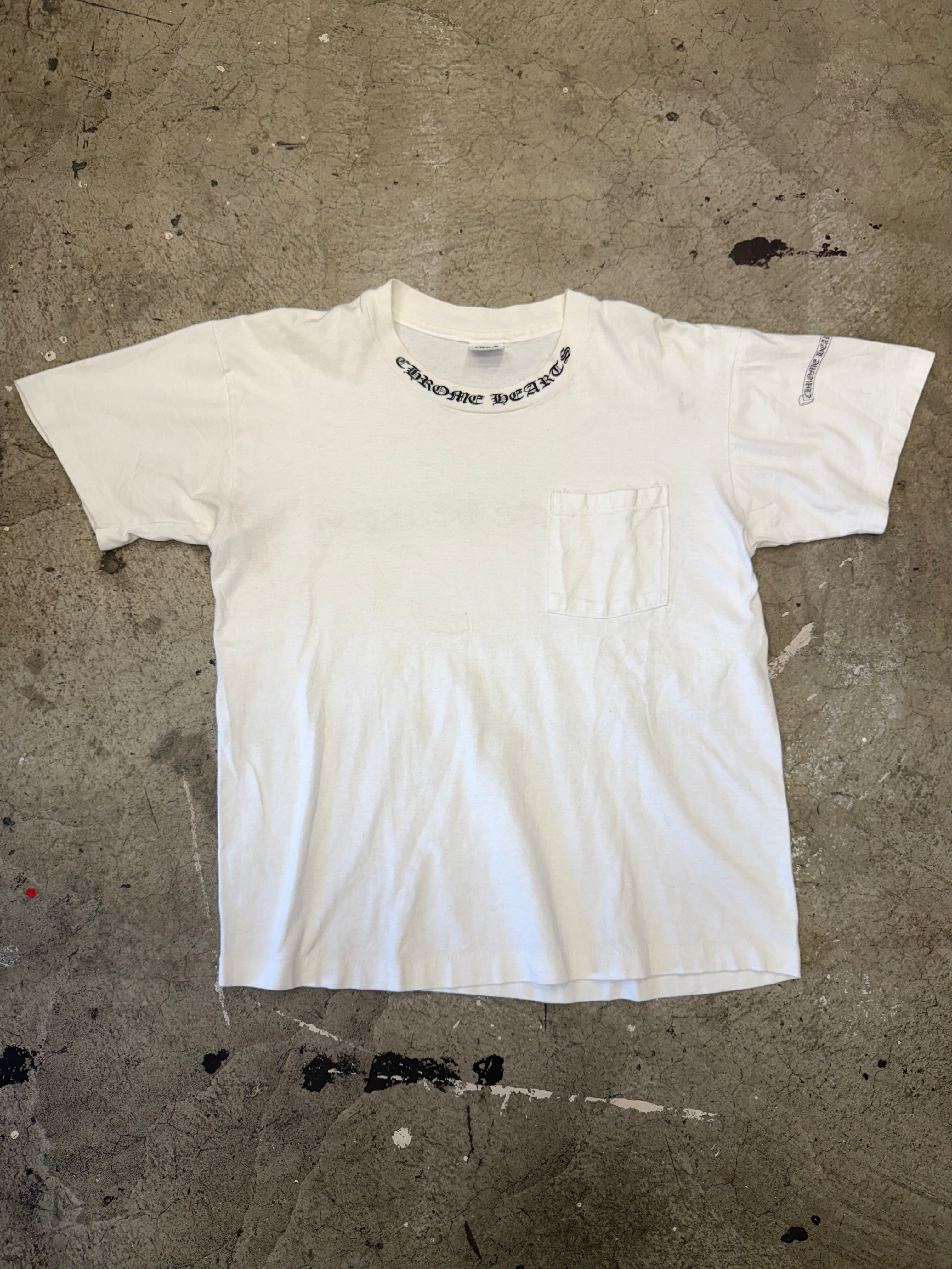 Vintage 90s Chrome Hearts CH Scroll White Tshirt Size Medium Pre Owned