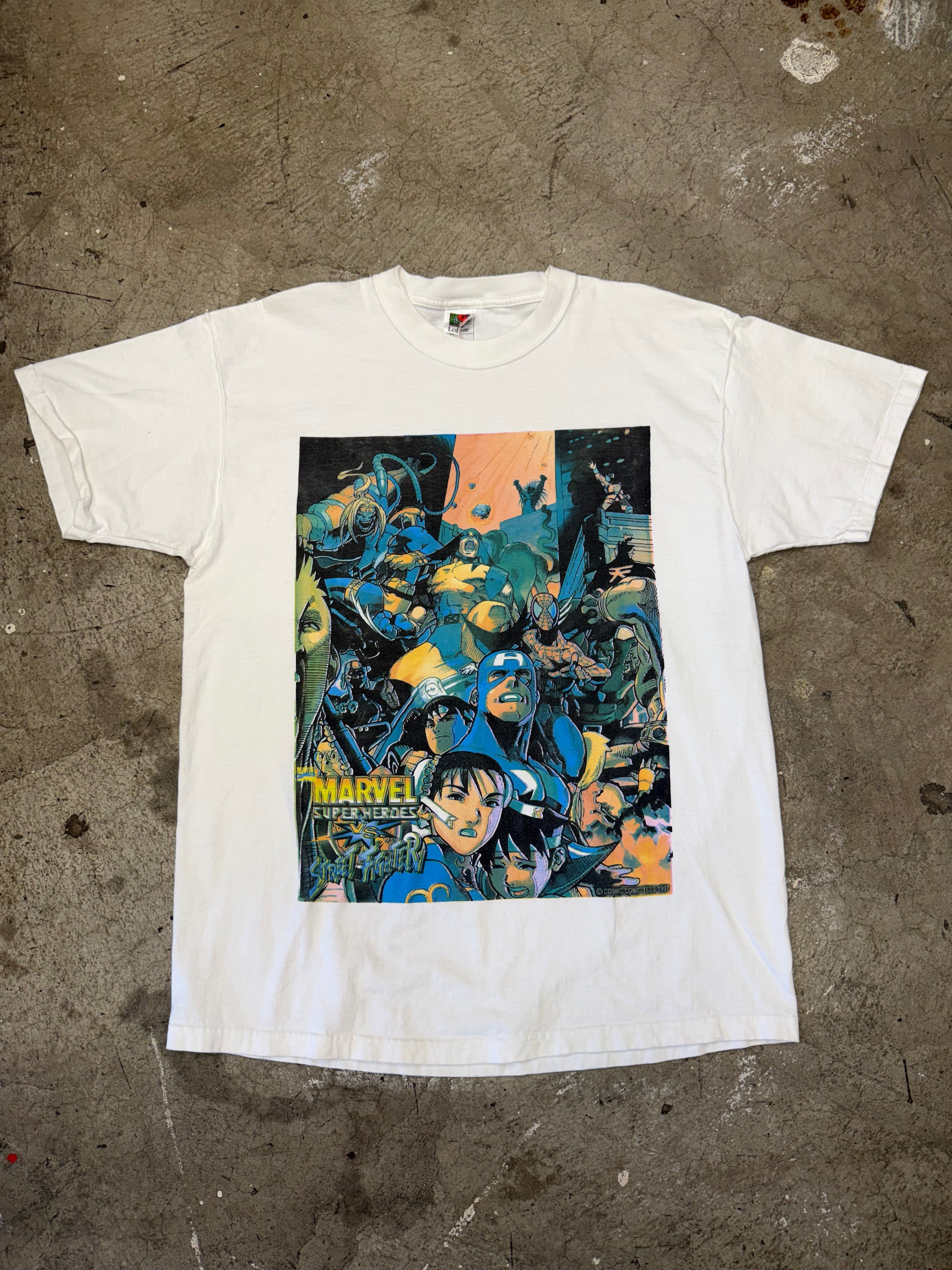Vintage 90s Marvel Super Heroes VS Street Fighter Tshirt Size XL